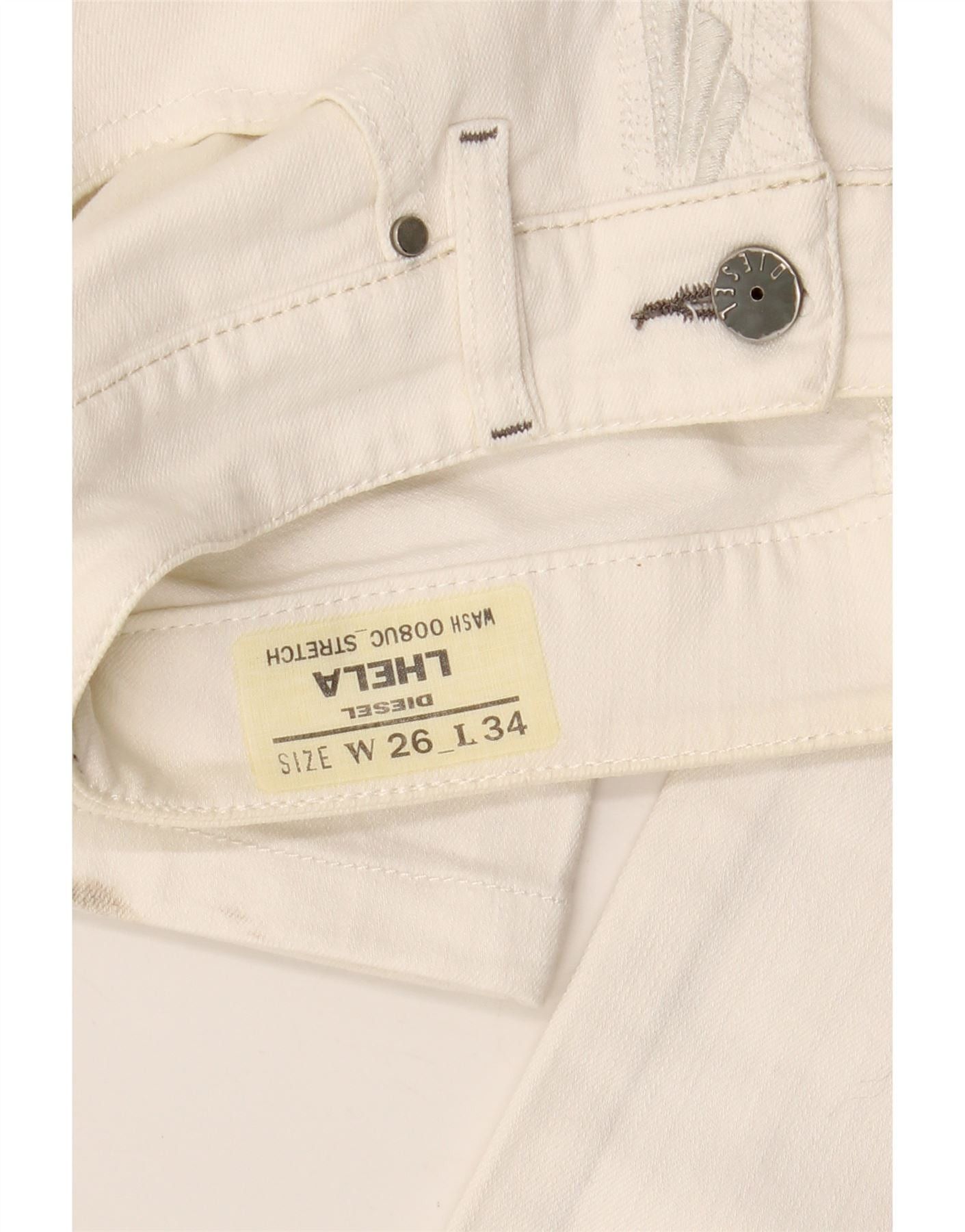 Diesel Womens Lhela Straight Jeans W26 L31 White Cotton Size 42" / US 20 - 3 Thumbnail