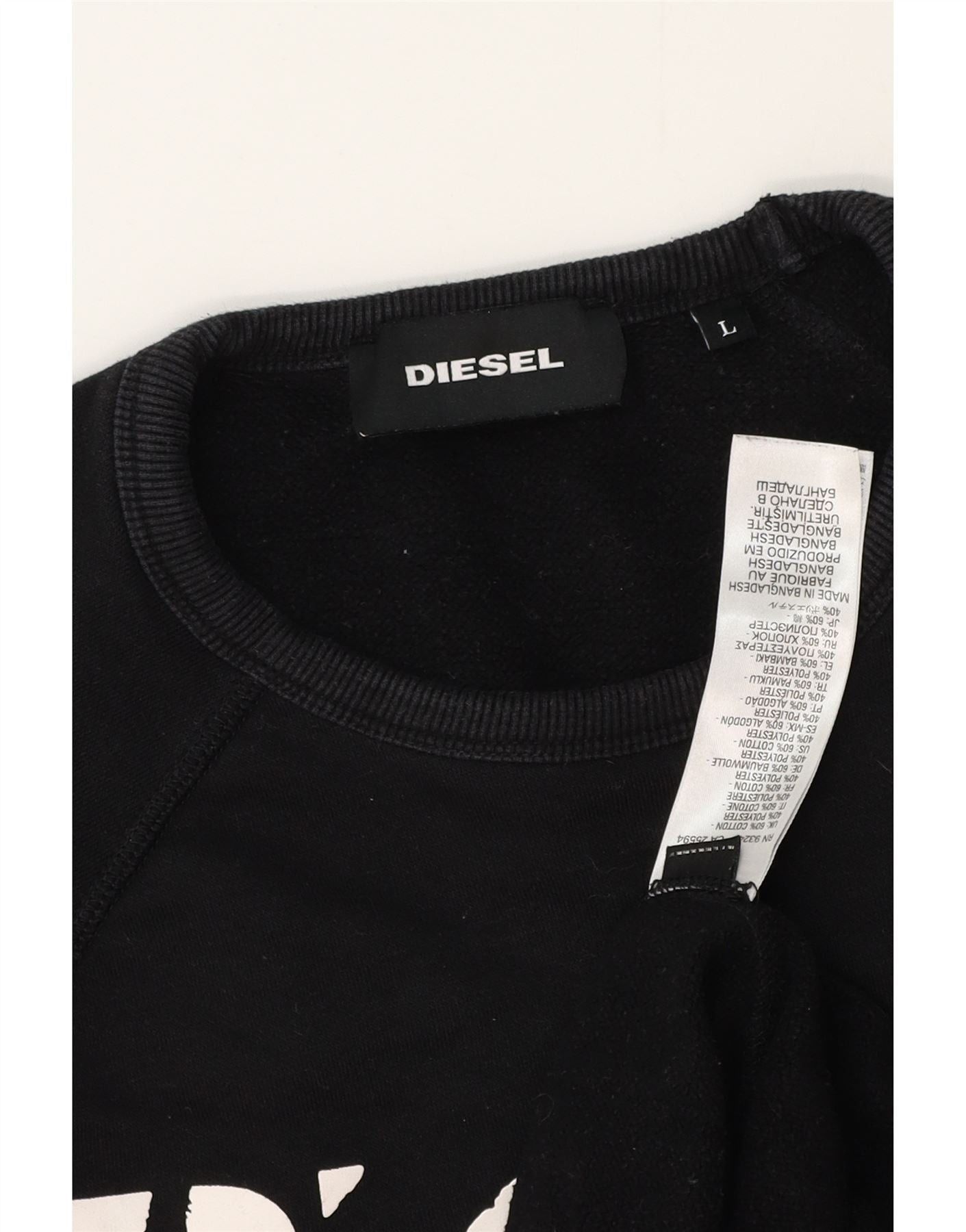 Diesel Mens Graphic Sweatshirt Jumper Large Black Cotton Size US L / EU 52-54 / 3 - 3 Thumbnail