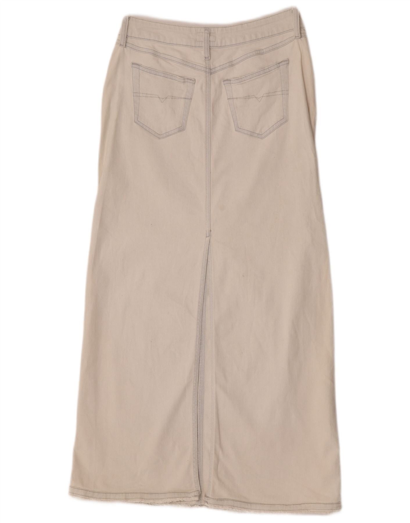 Diesel Womens Maxi Denim Skirt W24 XS Off White Cotton Size 42" / US 20 - 2 Thumbnail
