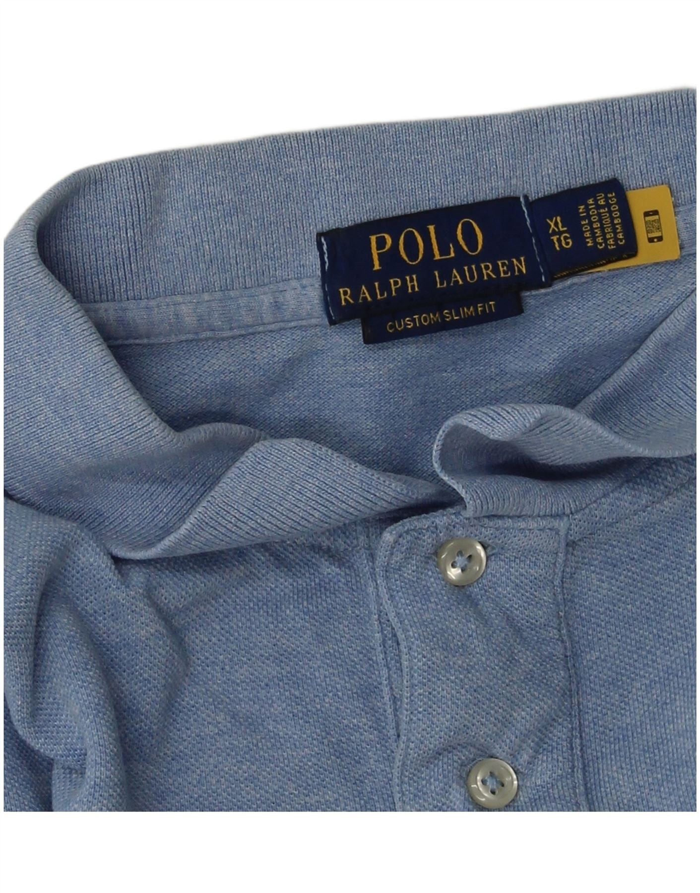 Polo Ralph Lauren Mens Custom Slim Fit Polo Shirt XL Blue Cotton Size US L / EU 52-54 / 3 - 3 Thumbnail