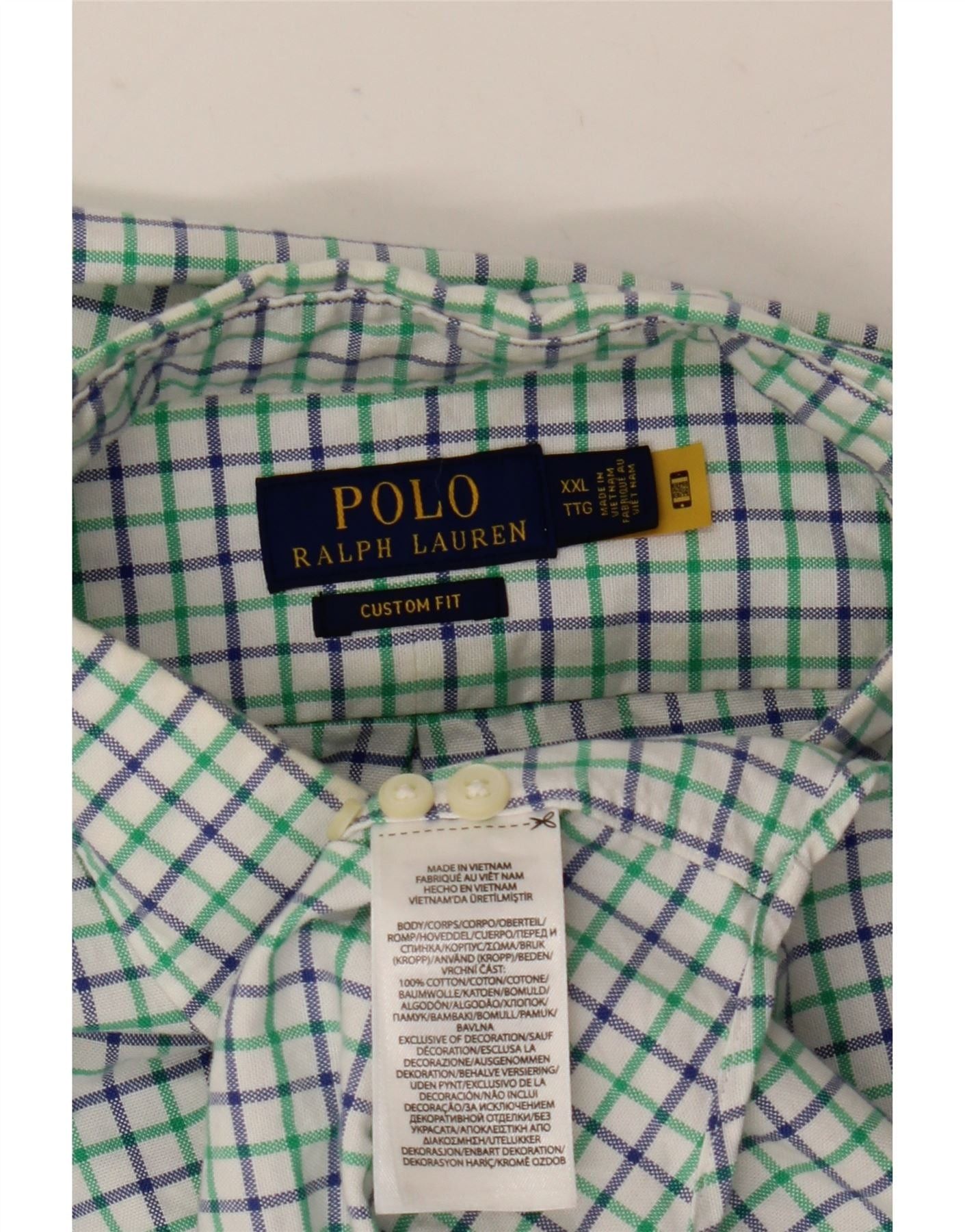 Polo Ralph Lauren Mens Custom Fit Shirt 2XL White Check Cotton Size US XXL / EU 58 / 5 - 4 Thumbnail