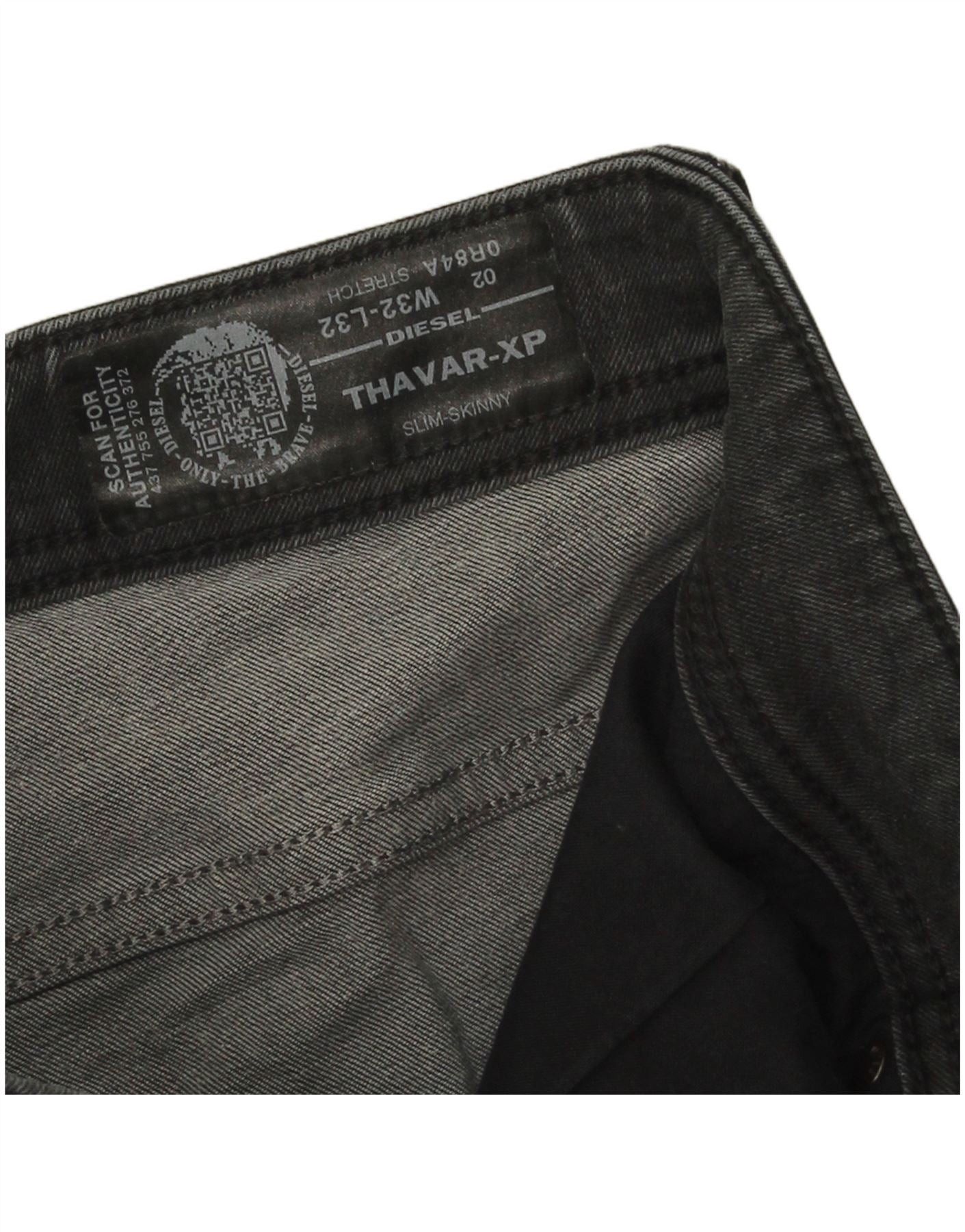 Diesel Womens Thavar-XP Slim Skinny Jeans W32 L32 Grey Cotton Size 24" / US 00 / IT 34 - 3 Thumbnail