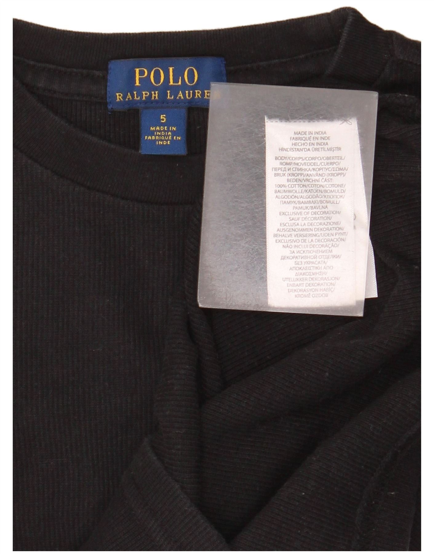 Polo Ralph Lauren Boys Crew Neck Jumper Sweater 4-5 Years Black Cotton Size XS / US 0-2 / IT 36-38 - 3 Thumbnail