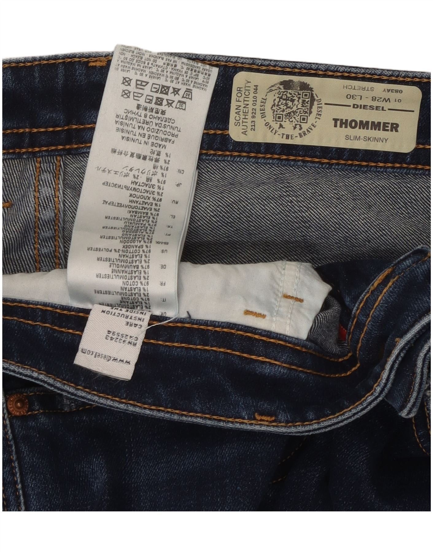 Diesel Womens Thommer Distressed Slim Skinny Jeans W28 L30 Blue Cot Size 24" / US 00 / IT 34 - 3 Thumbnail
