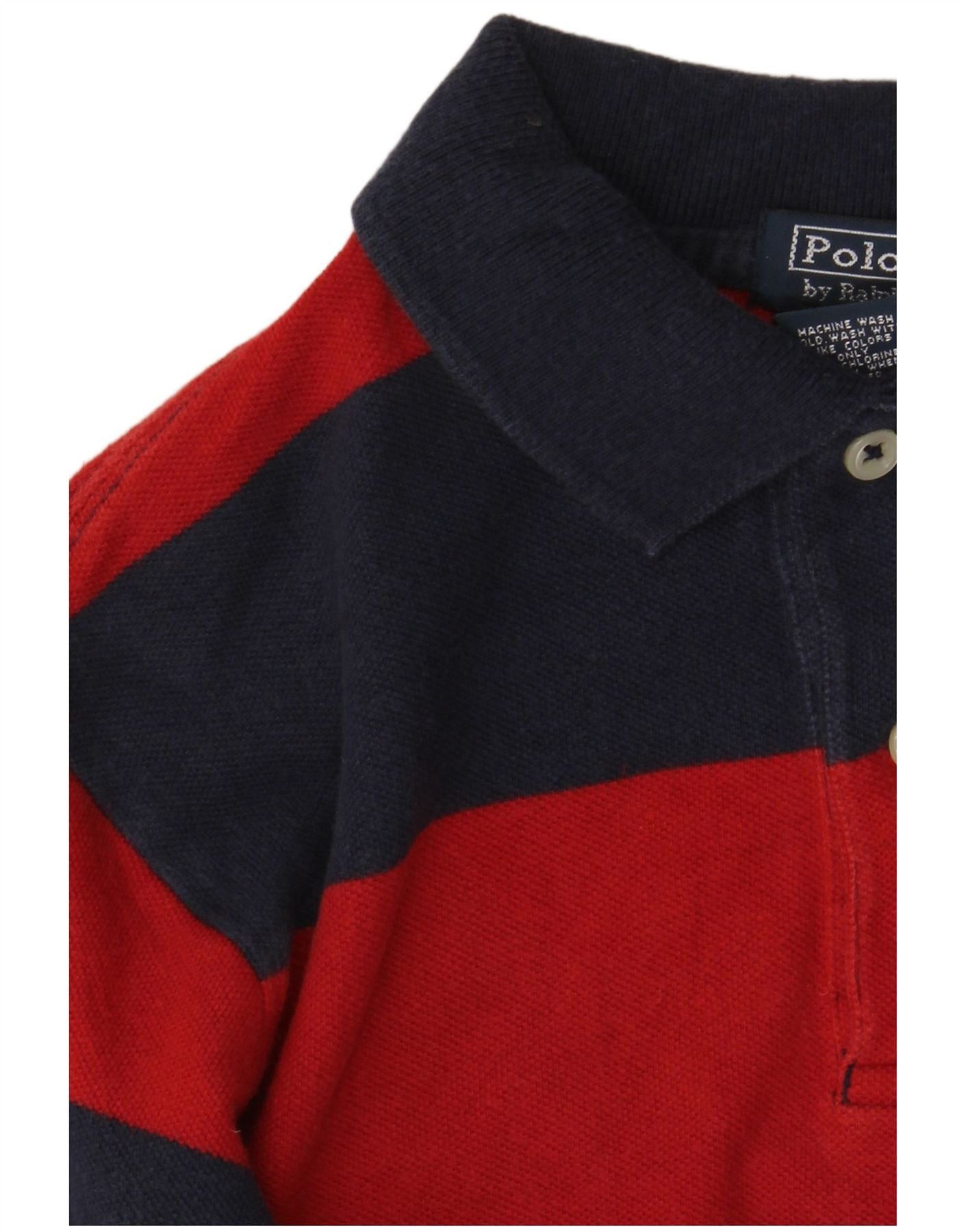 Polo Ralph Lauren Boys Long Sleeve Polo Shirt 7-8 Years Small Red Striped Size XXS / US 00 / IT 34 - 3 Thumbnail