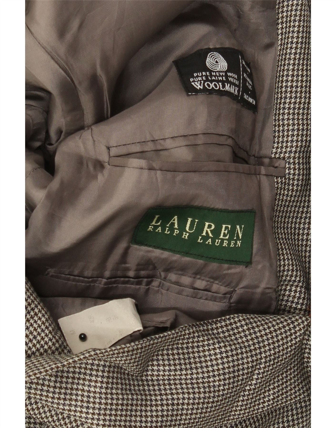 Ralph Lauren Mens 2 Button Blazer Jacket UK 42 Large Grey Houndstooth Size US L / EU 52-54 / 3 - 4 Thumbnail