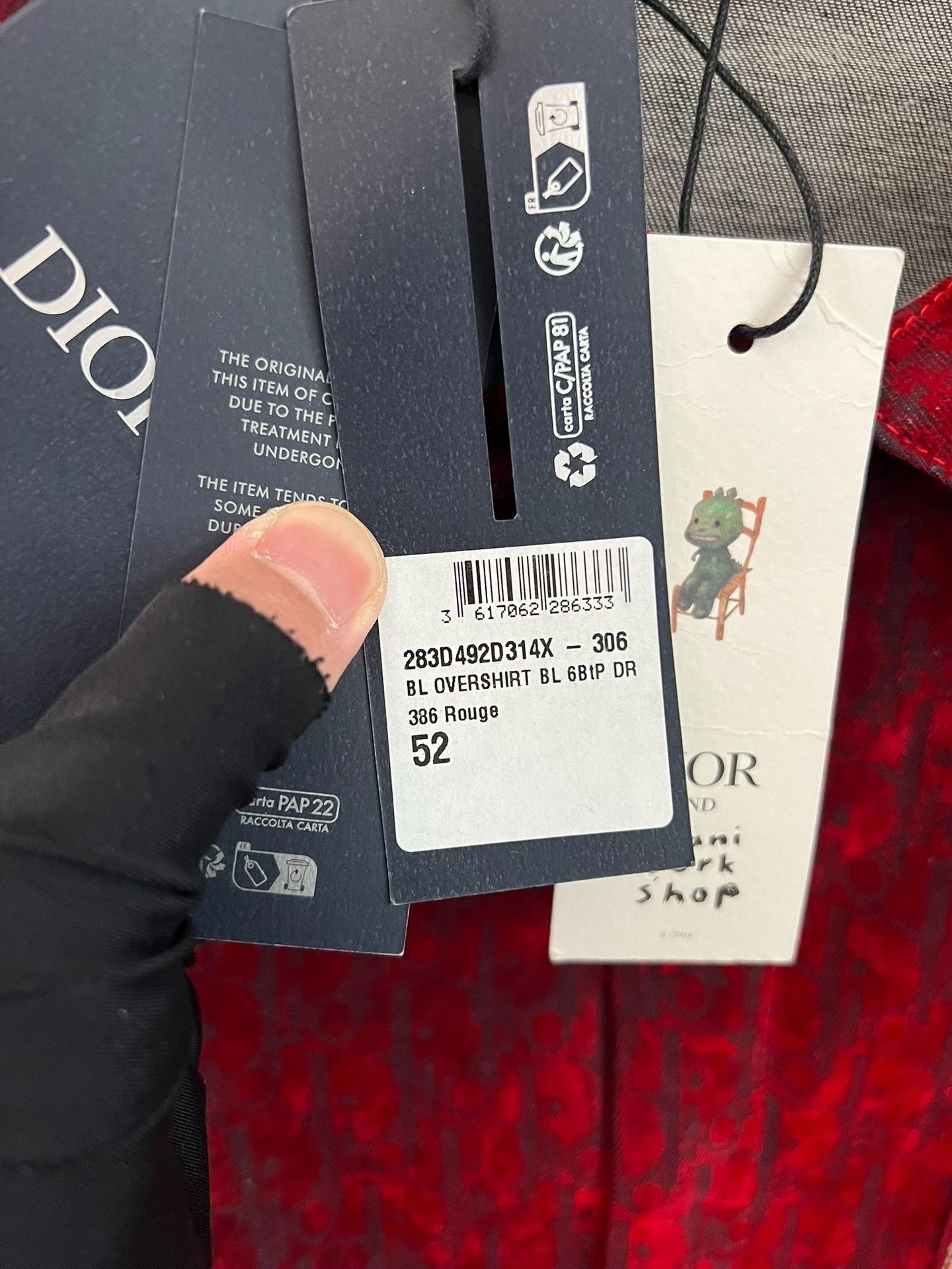 Dior Dior x Otani Workshop Red Dinosaur Overshirt Size 52 Size US L / EU 52-54 / 3 - 3 Thumbnail