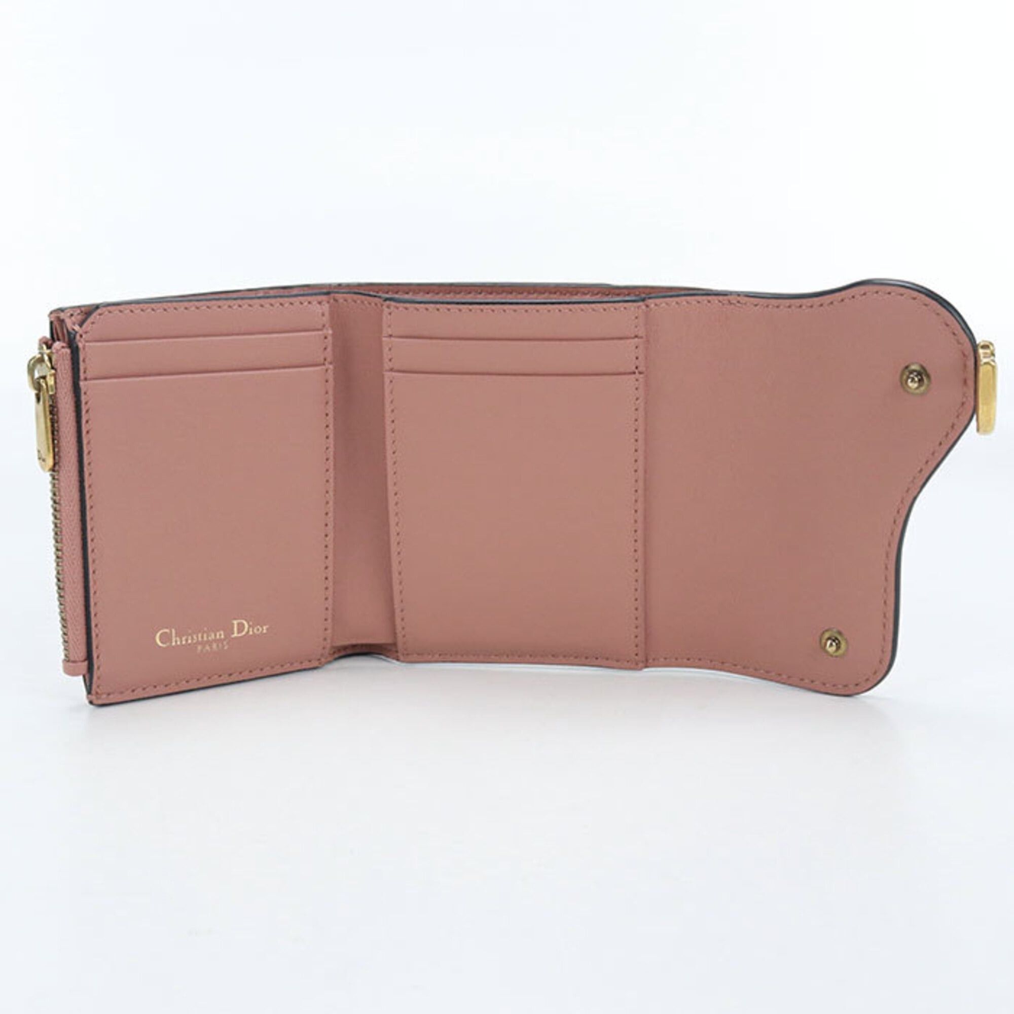 Dior Christian Dior DIOR Lotus Wallet Tri-fold Wallet, Saddle Leather, Women's, Pink Size ONE SIZE - 3 Thumbnail