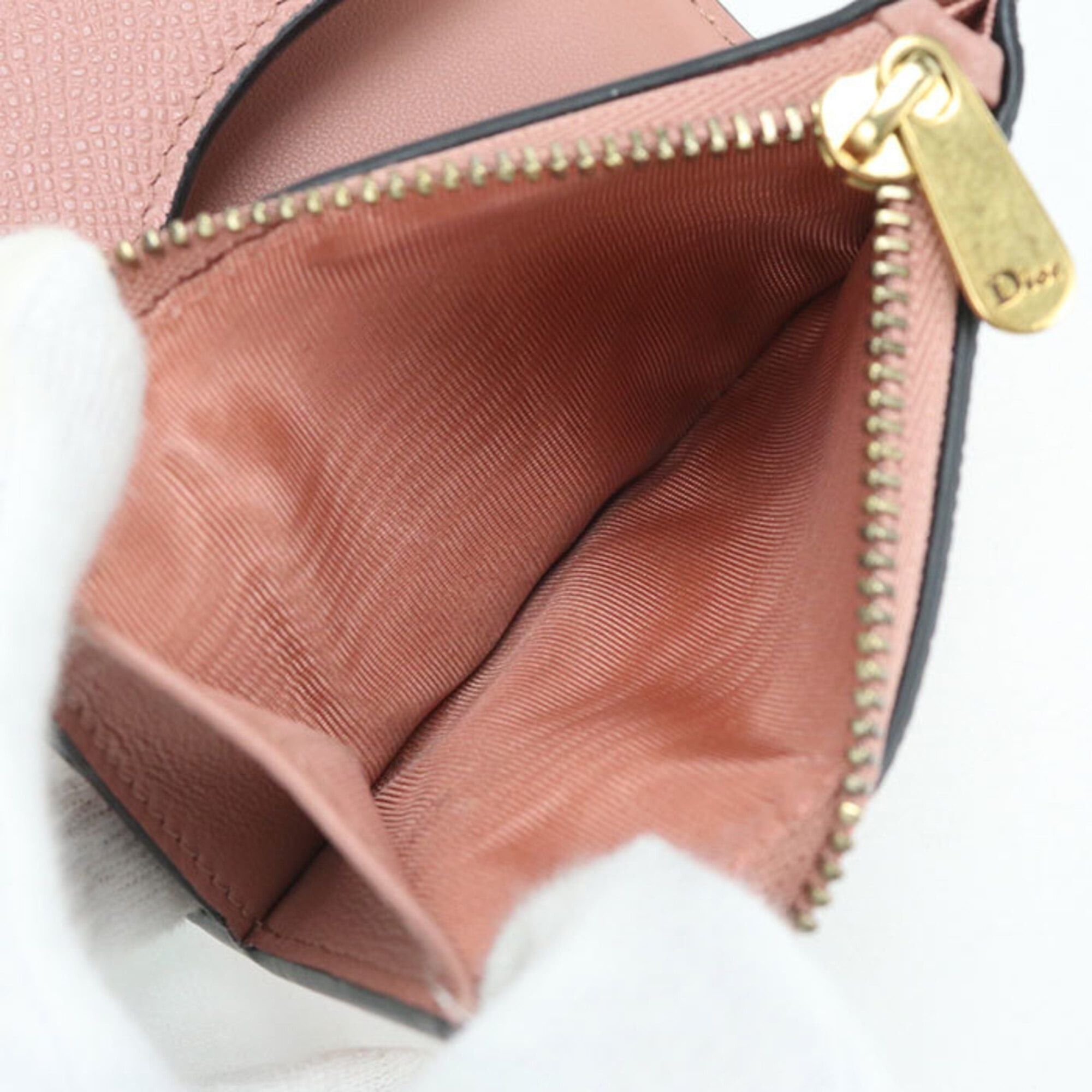 Dior Christian Dior DIOR Lotus Wallet Tri-fold Wallet, Saddle Leather, Women's, Pink Size ONE SIZE - 5 Thumbnail