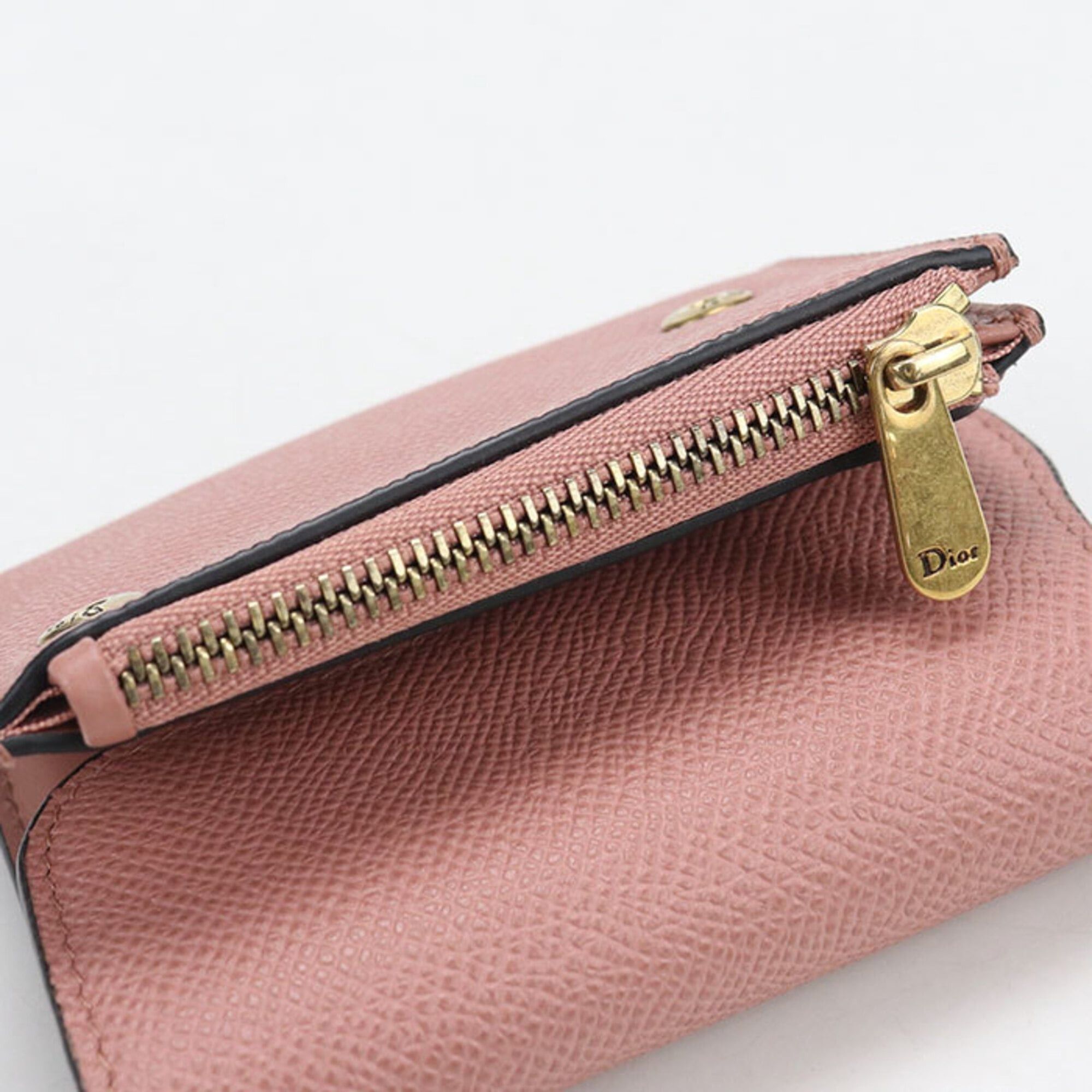 Dior Christian Dior DIOR Lotus Wallet Tri-fold Wallet, Saddle Leather, Women's, Pink Size ONE SIZE - 8 Thumbnail