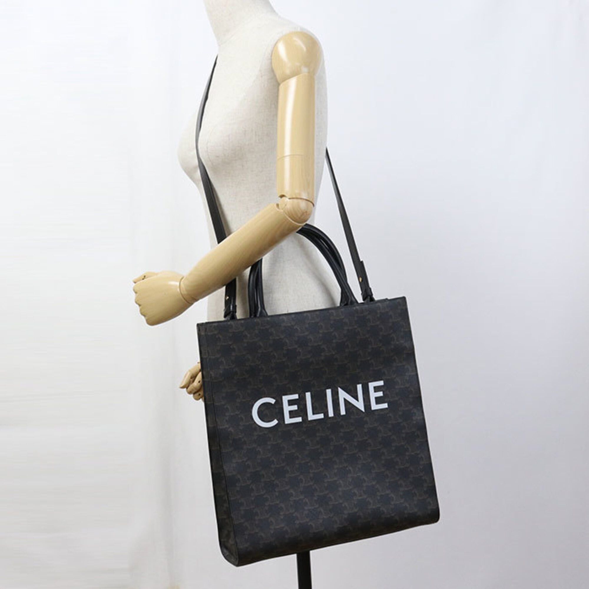 Celine Celine Tote Bag 194432CIM.38NO Vertical Cabas Medium Triomphe Canvas Women's Brown Size ONE SIZE - 7 Thumbnail
