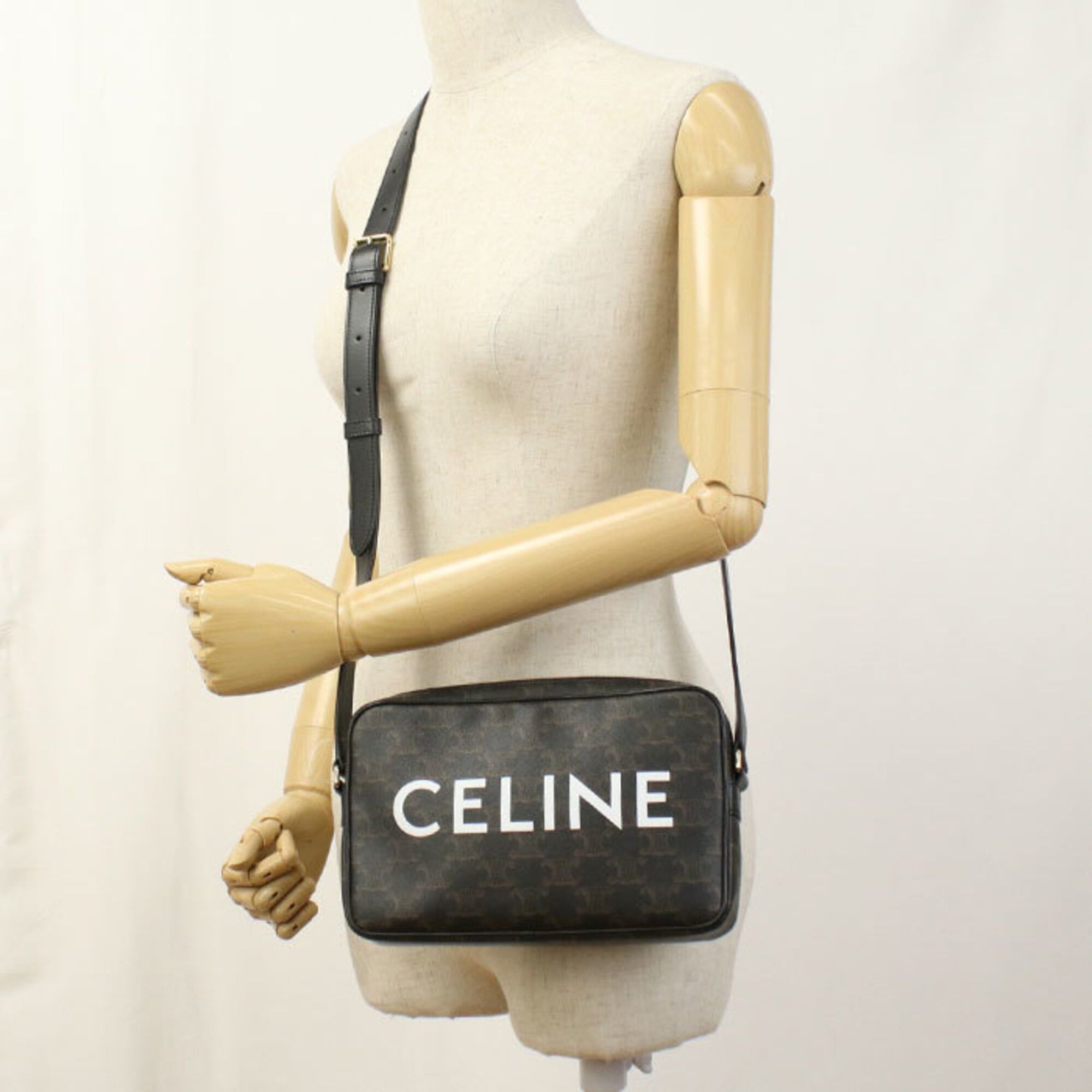 Celine Celine Crossbody Shoulder Bag Medium Messenger Triomphe Canvas Women's Brown Size ONE SIZE - 7 Thumbnail