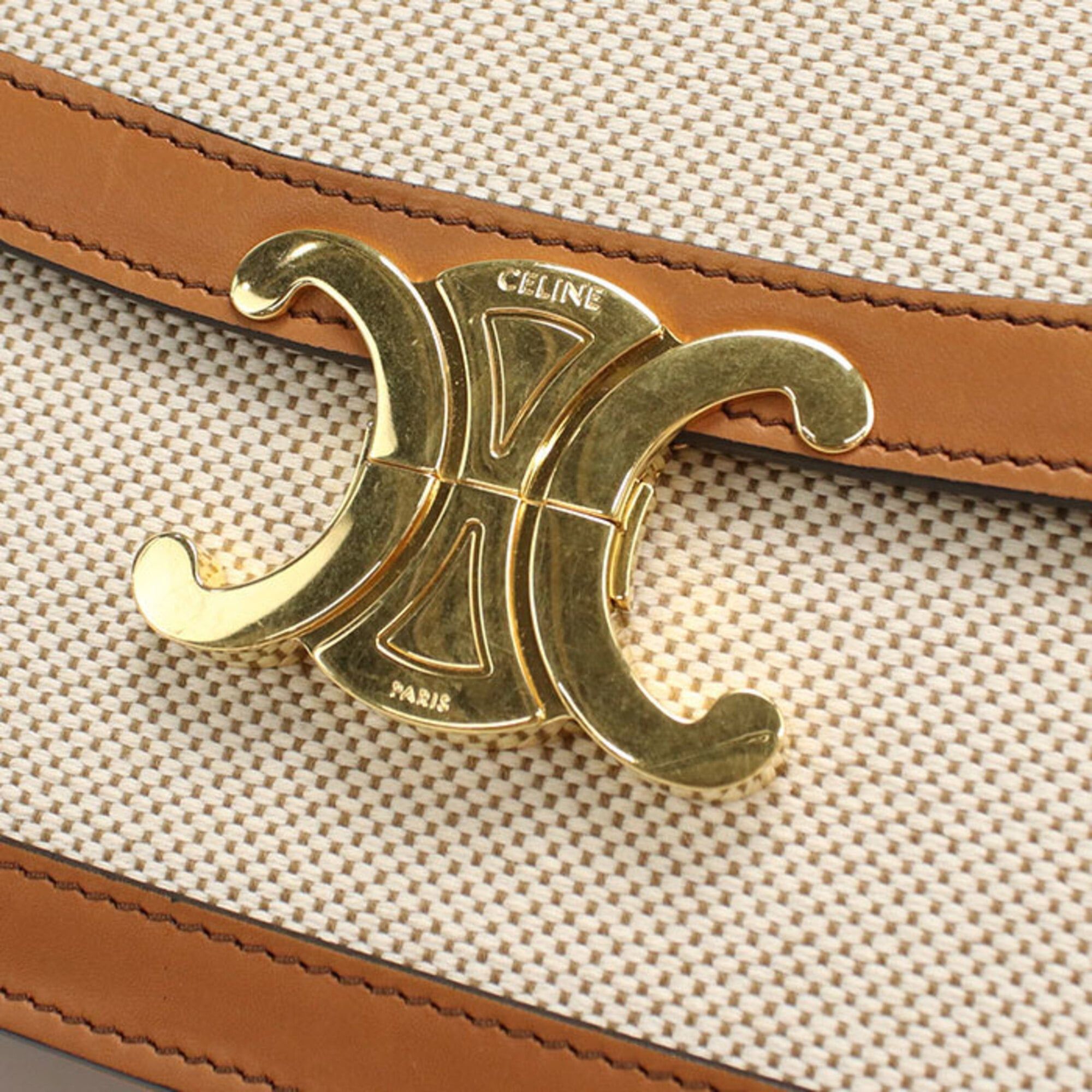 Celine CELINE Triomphe Crossbody Shoulder Bag for Women, Ivory Size ONE SIZE - 4 Thumbnail