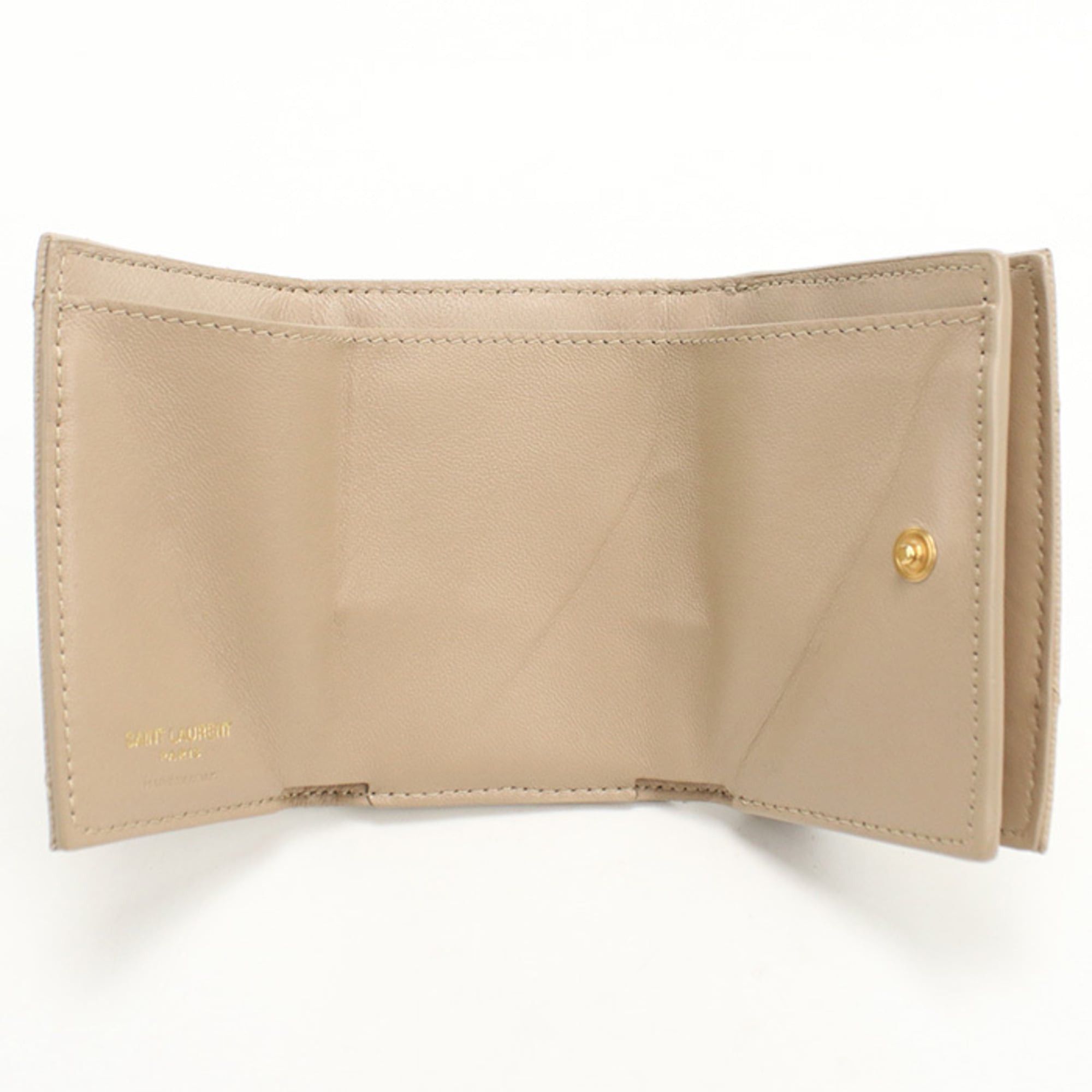 Saint Laurent Paris SAINT LAURENT Tri-fold Wallet 668274 Tiny Monogram Origami Women's Beige Size ONE SIZE - 3 Thumbnail