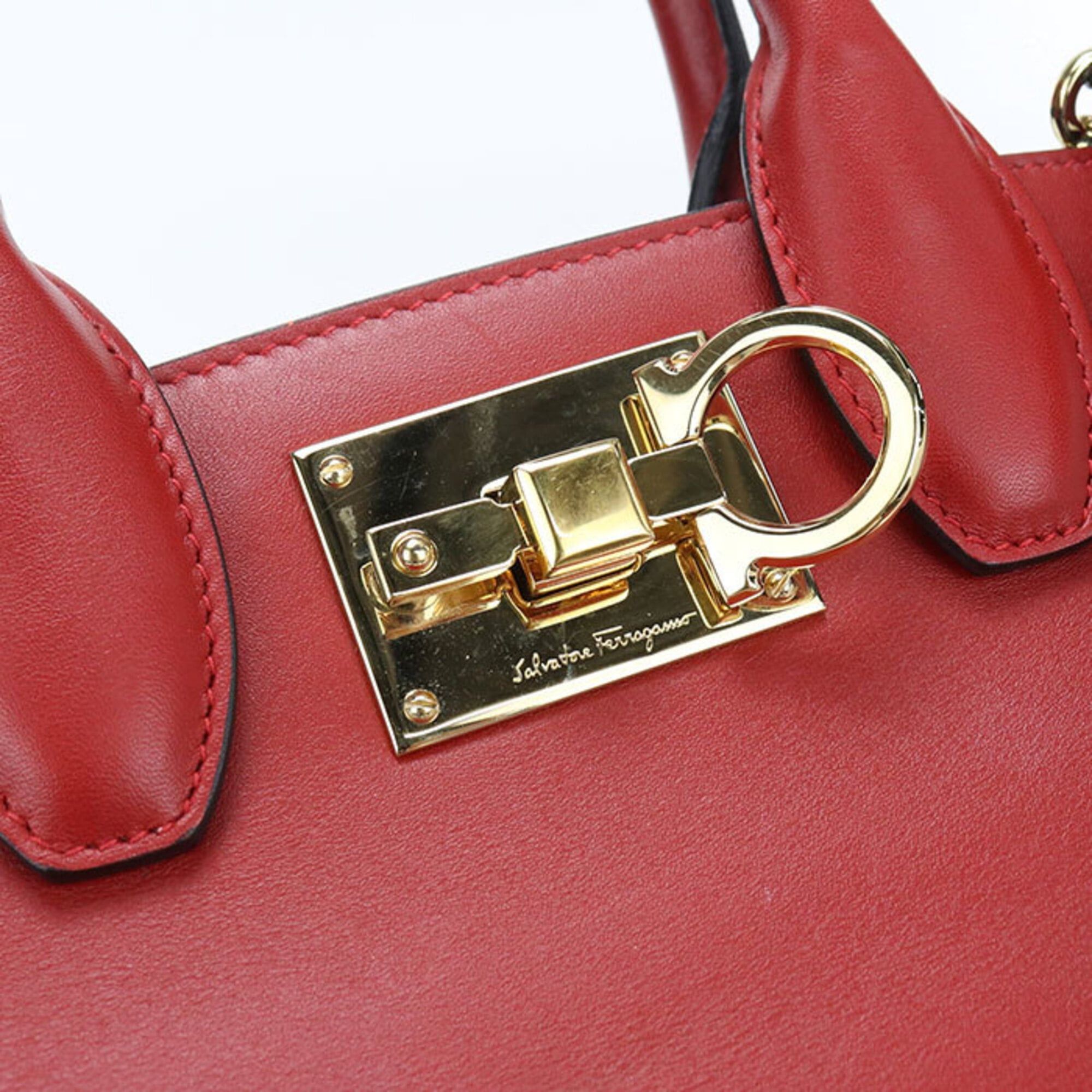 Salvatore Ferragamo Salvatore Ferragamo FERRAGAMO Ferragamo Tote Bag 21 H159 2WAY Gancini Women's Red Size ONE SIZE - 6 Thumbnail