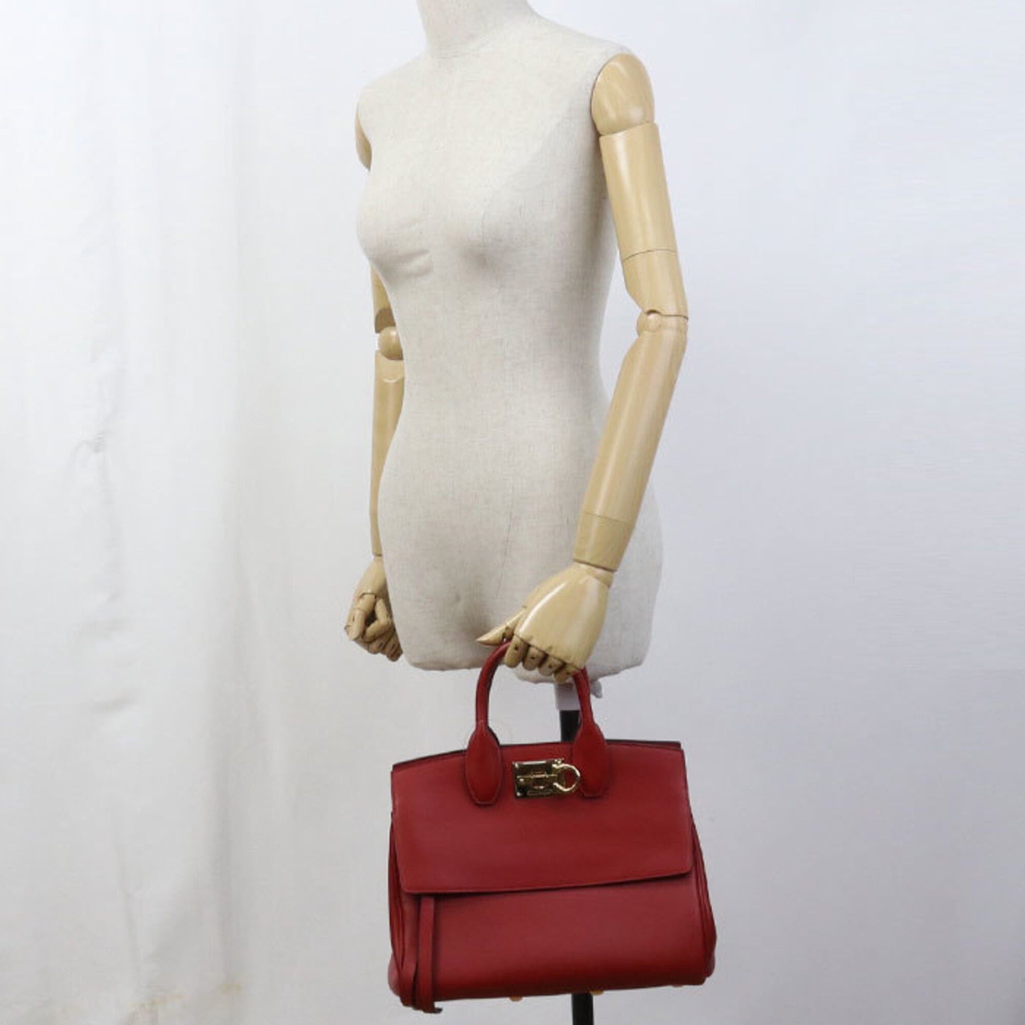 Salvatore Ferragamo Salvatore Ferragamo FERRAGAMO Ferragamo Tote Bag 21 H159 2WAY Gancini Women's Red Size ONE SIZE - 8 Thumbnail