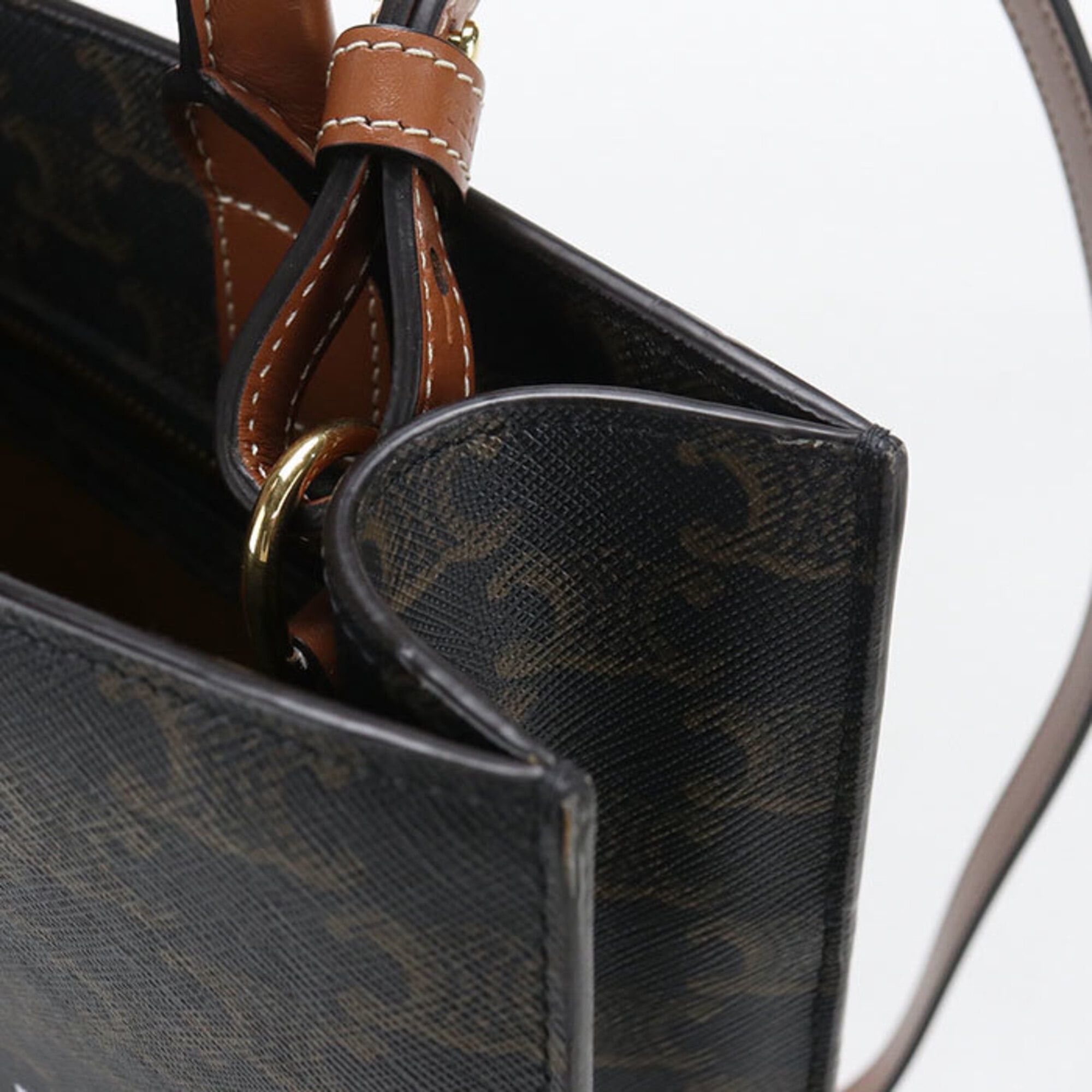 Celine Celine Tote Bag 191542BZK.04LU Vertical Cabas Small Triomphe Canvas Women's Brown Size ONE SIZE - 6 Thumbnail