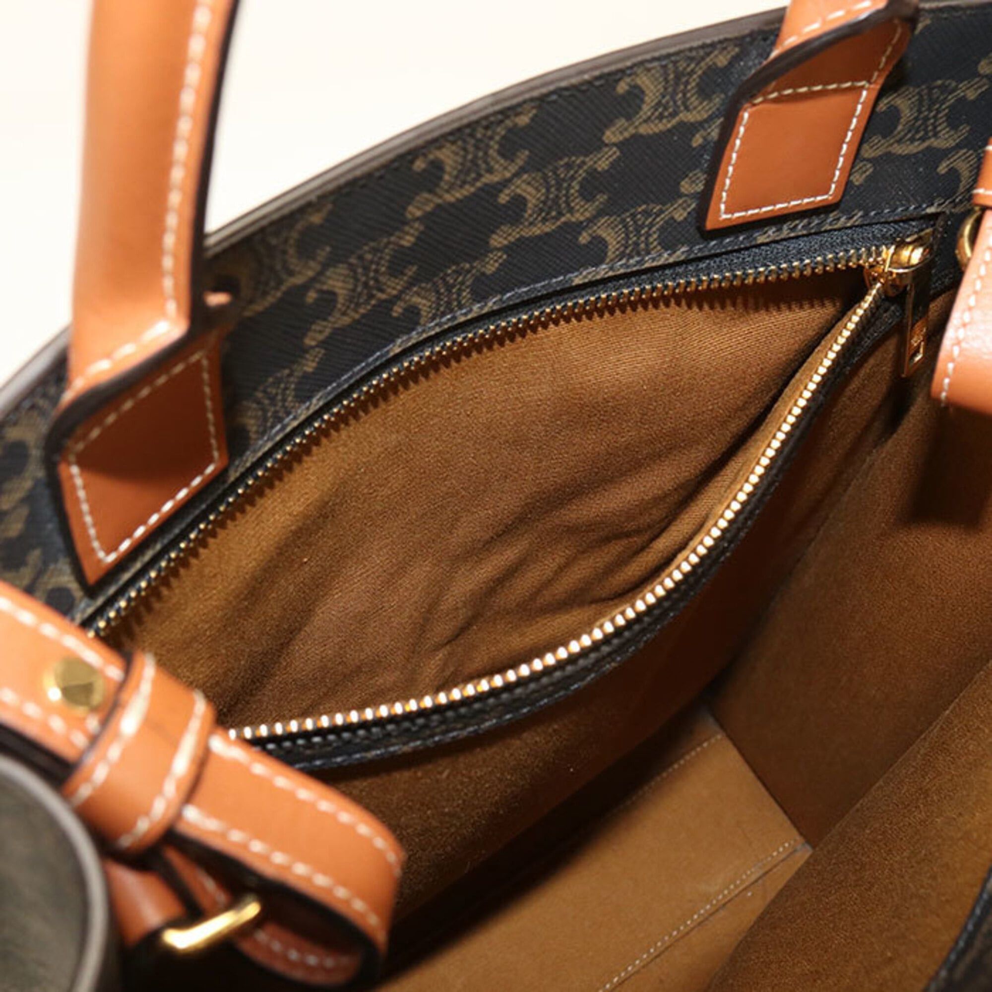 Celine Celine Tote Bag 191542BZK.04LU Vertical Cabas Small Triomphe Canvas Women's Brown Size ONE SIZE - 4 Thumbnail