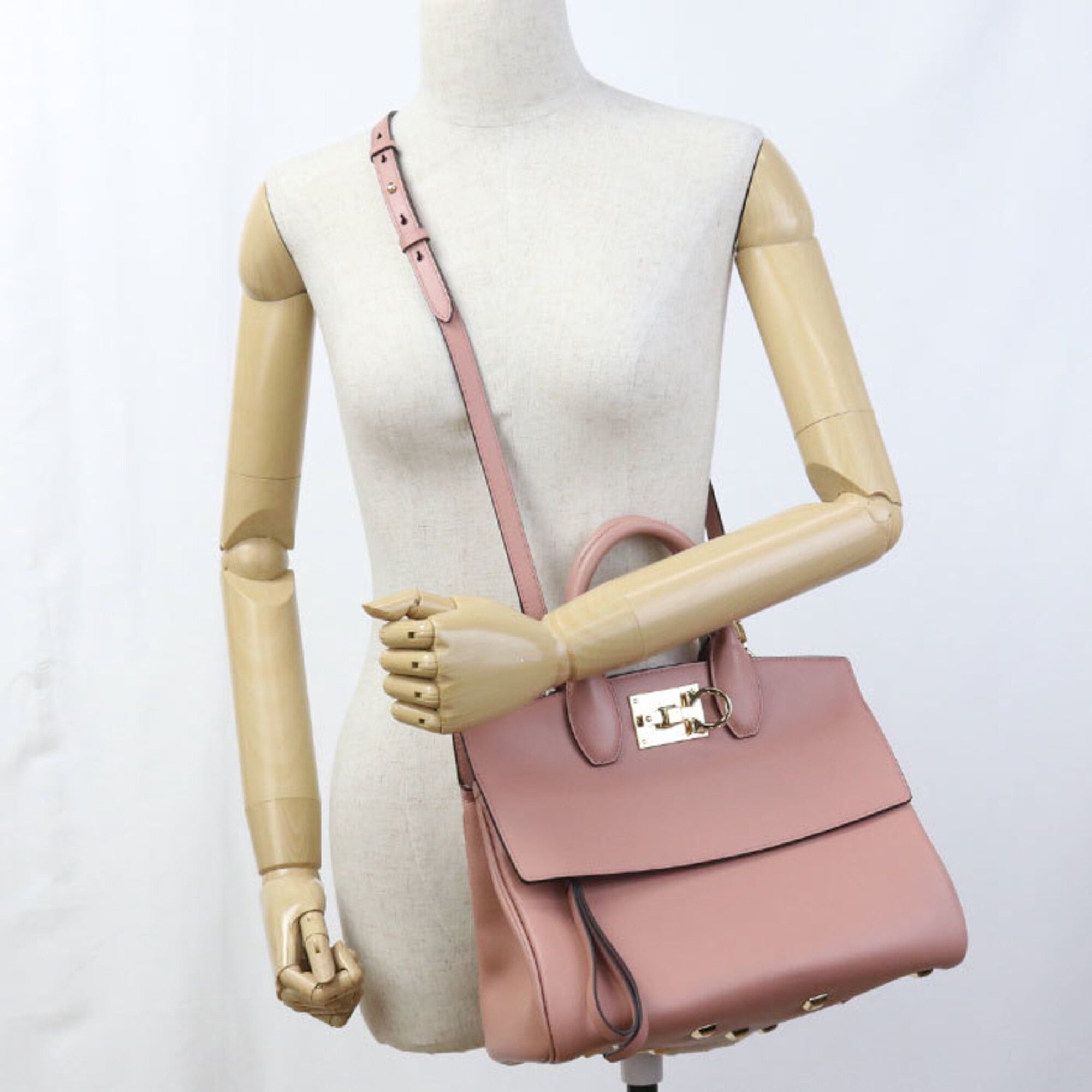 Salvatore Ferragamo Salvatore Ferragamo FERRAGAMO Ferragamo Tote Bag 21 H159 2WAY Gancini Women's Pink Size ONE SIZE - 12 Thumbnail