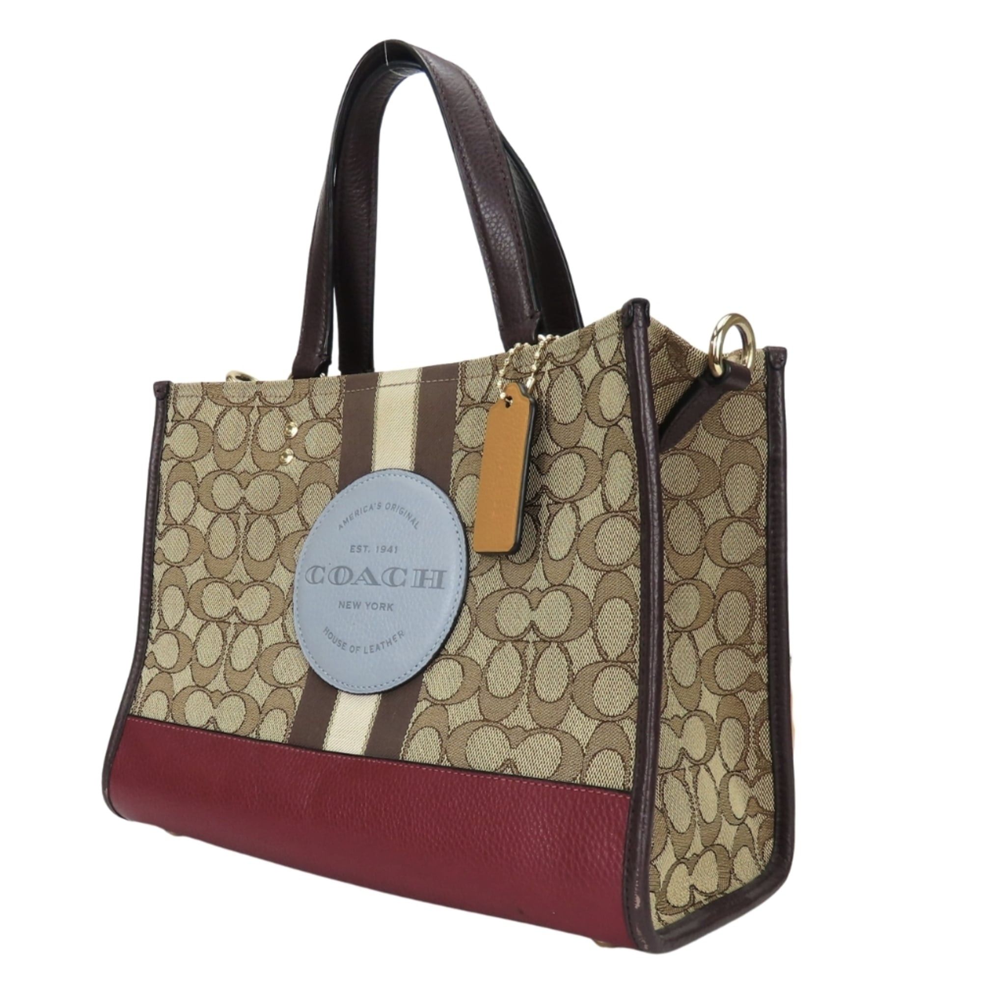 Coach Coach Signature Tote Bag 4113 Canvas Leather Bordeaux Brown Women's COACH Size ONE SIZE - 3 Thumbnail