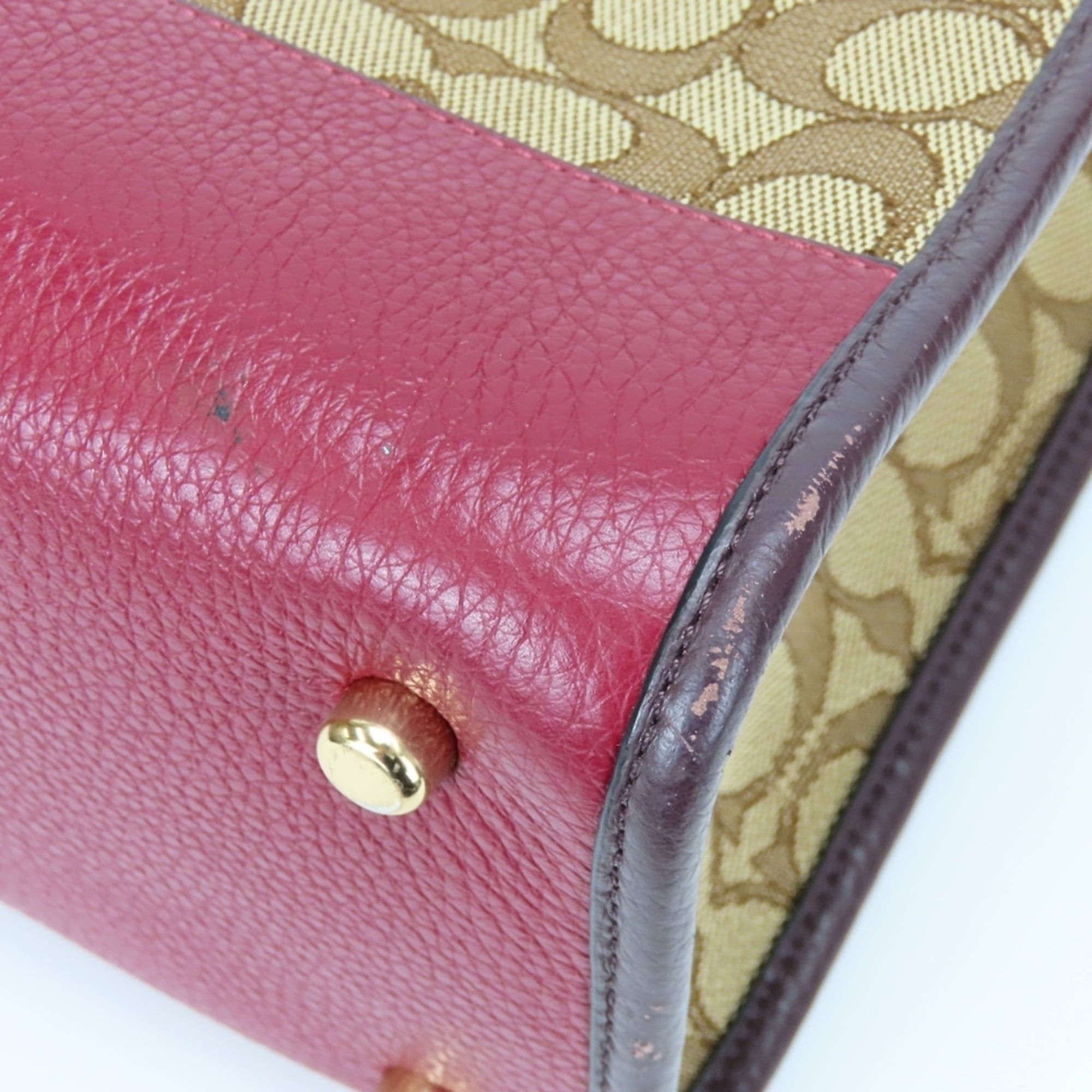 Coach Coach Signature Tote Bag 4113 Canvas Leather Bordeaux Brown Women's COACH Size ONE SIZE - 6 Thumbnail