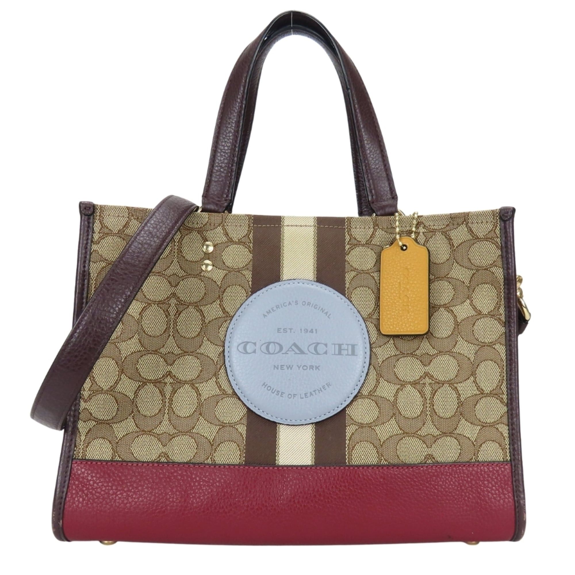 Coach Coach Signature Tote Bag 4113 Canvas Leather Bordeaux Brown Women's COACH Size ONE SIZE - 2 Thumbnail