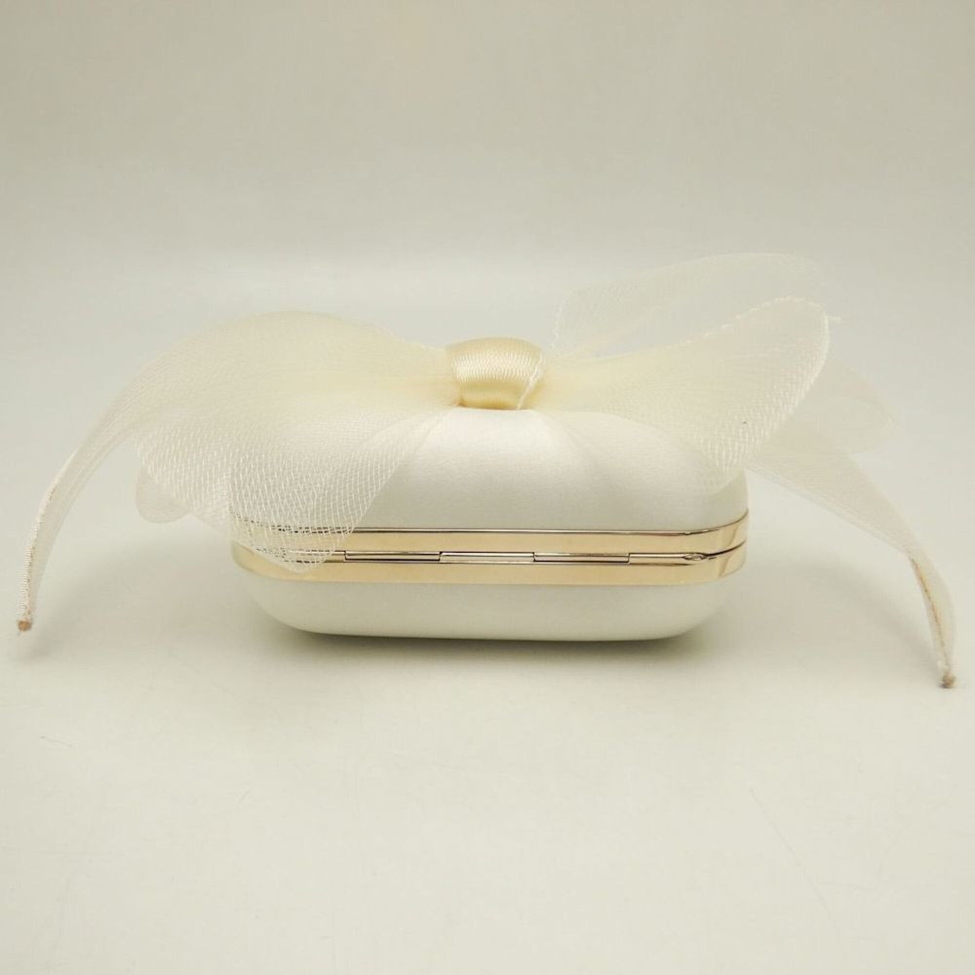 Jimmy Choo JIMMY CHOO Microcloud Clutch Bag, Chain Clutch, Satin, Off-White, Women's, 253759 Size ONE SIZE - 8 Thumbnail