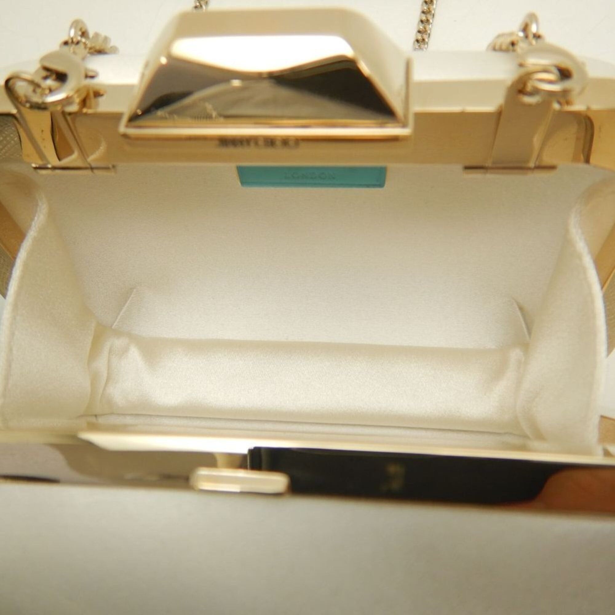 Jimmy Choo JIMMY CHOO Microcloud Clutch Bag, Chain Clutch, Satin, Off-White, Women's, 253759 Size ONE SIZE - 4 Thumbnail