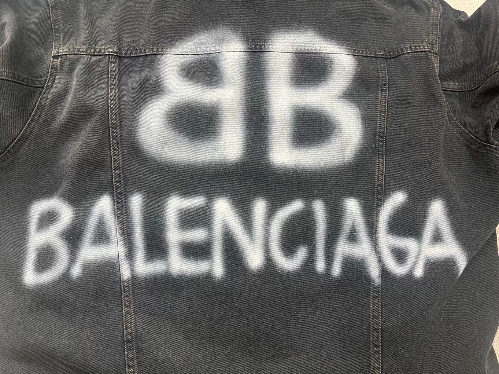 Balenciaga Balenciaga Men's Black Graffiti Denim Jacket Size US XS / EU 42 / 0 - 3 Thumbnail