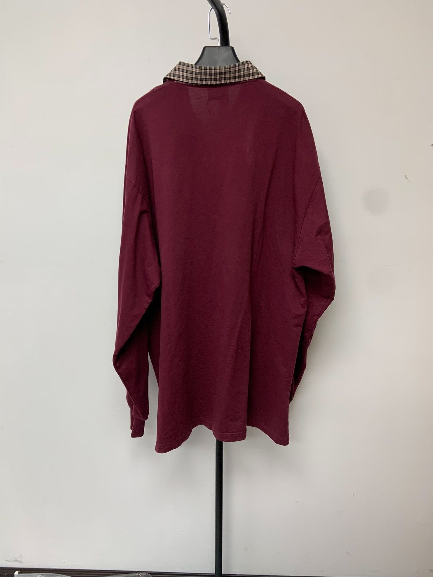 Balenciaga Balenciaga Men's Solid Plaid Collar Long-Sleeve Polo Size US M / EU 48-50 / 2 - 2 Thumbnail