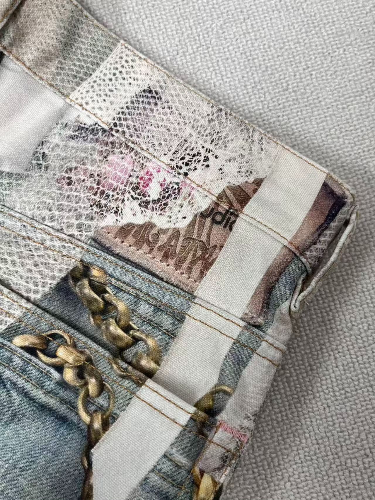 Acne Studios Acne Studios Denim Shorts w/ 3D Print & Pearl Chain Size 42" / US 20 - 3 Thumbnail