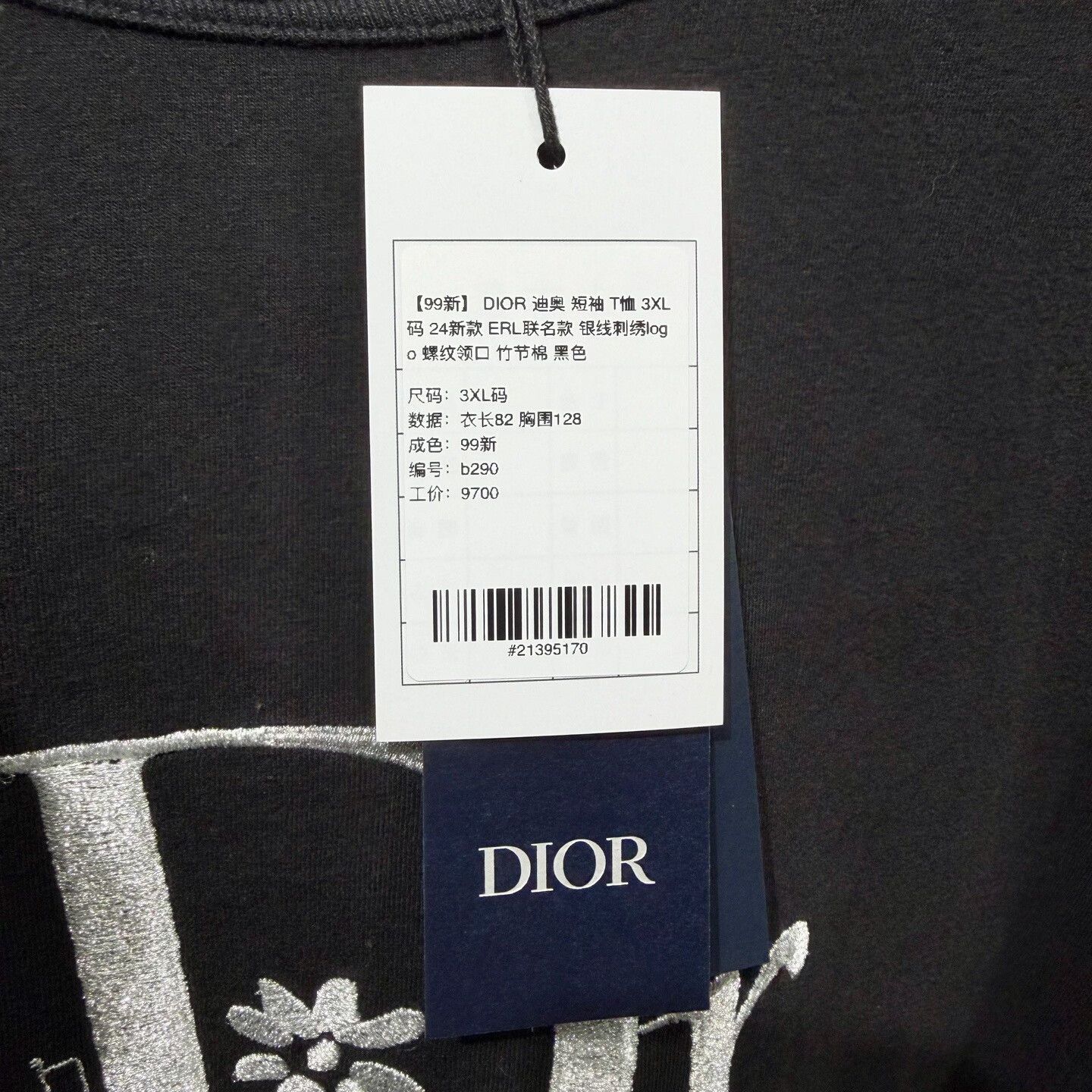 Dior Dior x ERL Logo Embroidered T-Shirt 3XL Size US XXL / EU 58 / 5 - 5 Thumbnail