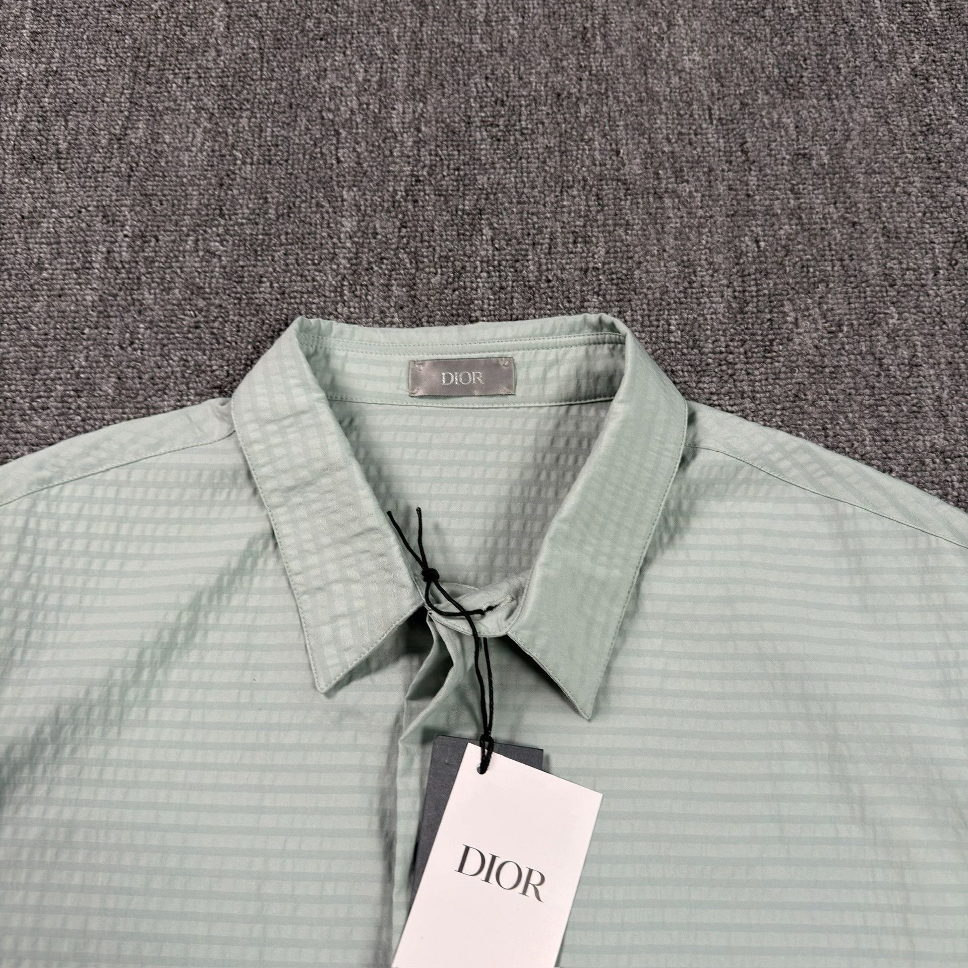Dior Dior Green Textured Striped Short Sleeve Shirt 42 Size US L / EU 52-54 / 3 - 3 Thumbnail