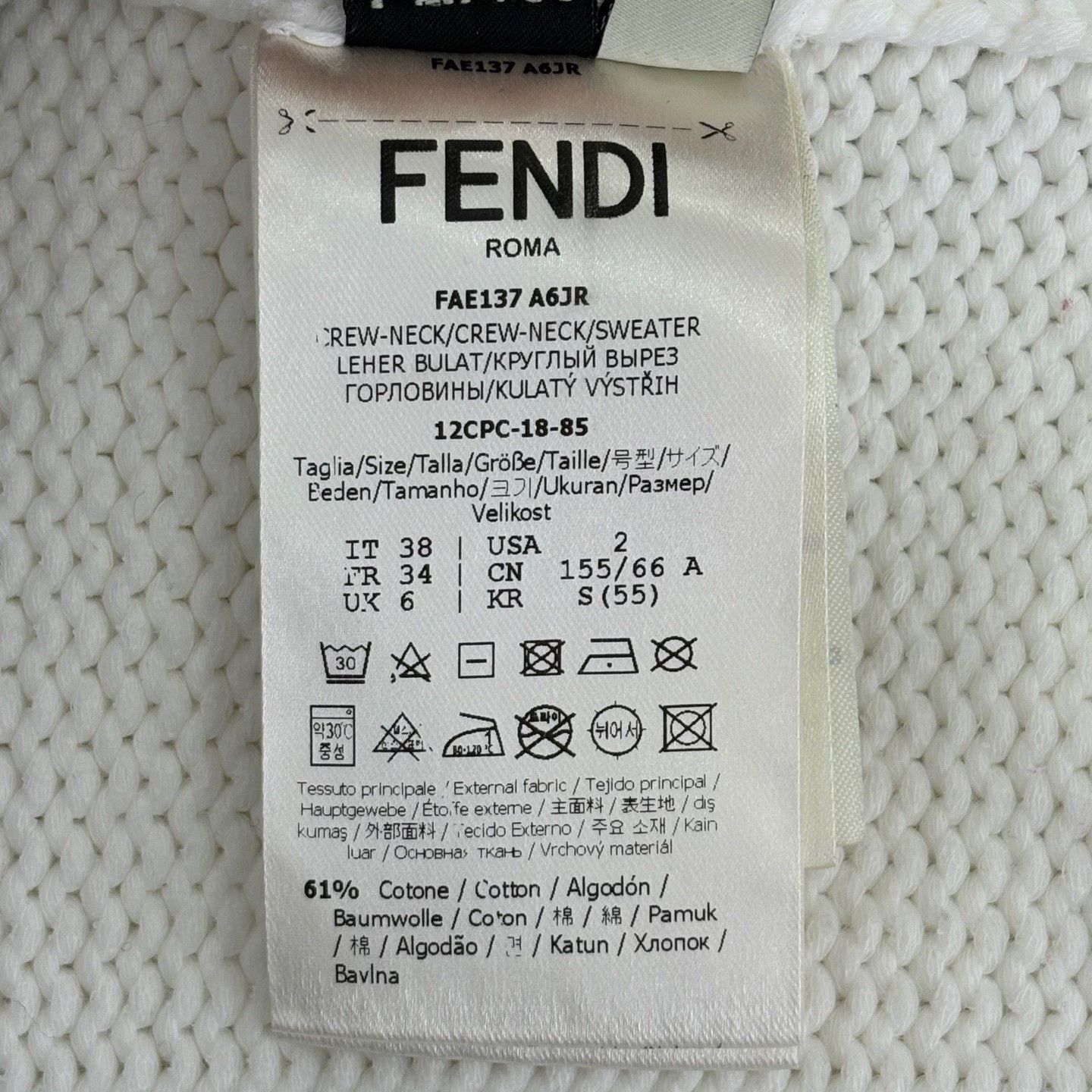Fendi Fendi Collab Embroidered White Sweater xs Men Size US XS / EU 42 / 0 - 4 Thumbnail