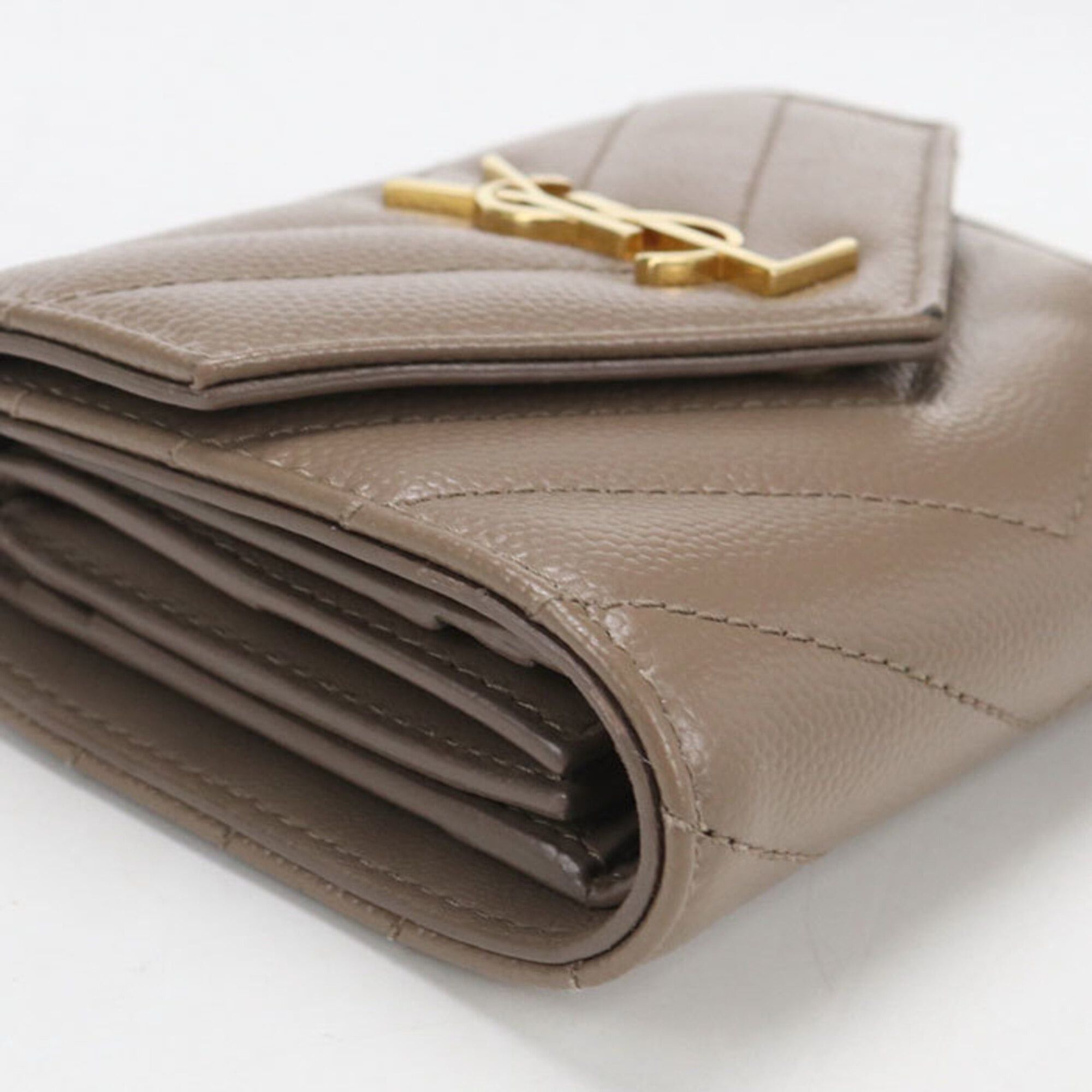 Saint Laurent Paris Saint Laurent Tri-fold Wallet 692031 Multifold Monogram Women's Brown Size ONE SIZE - 7 Thumbnail