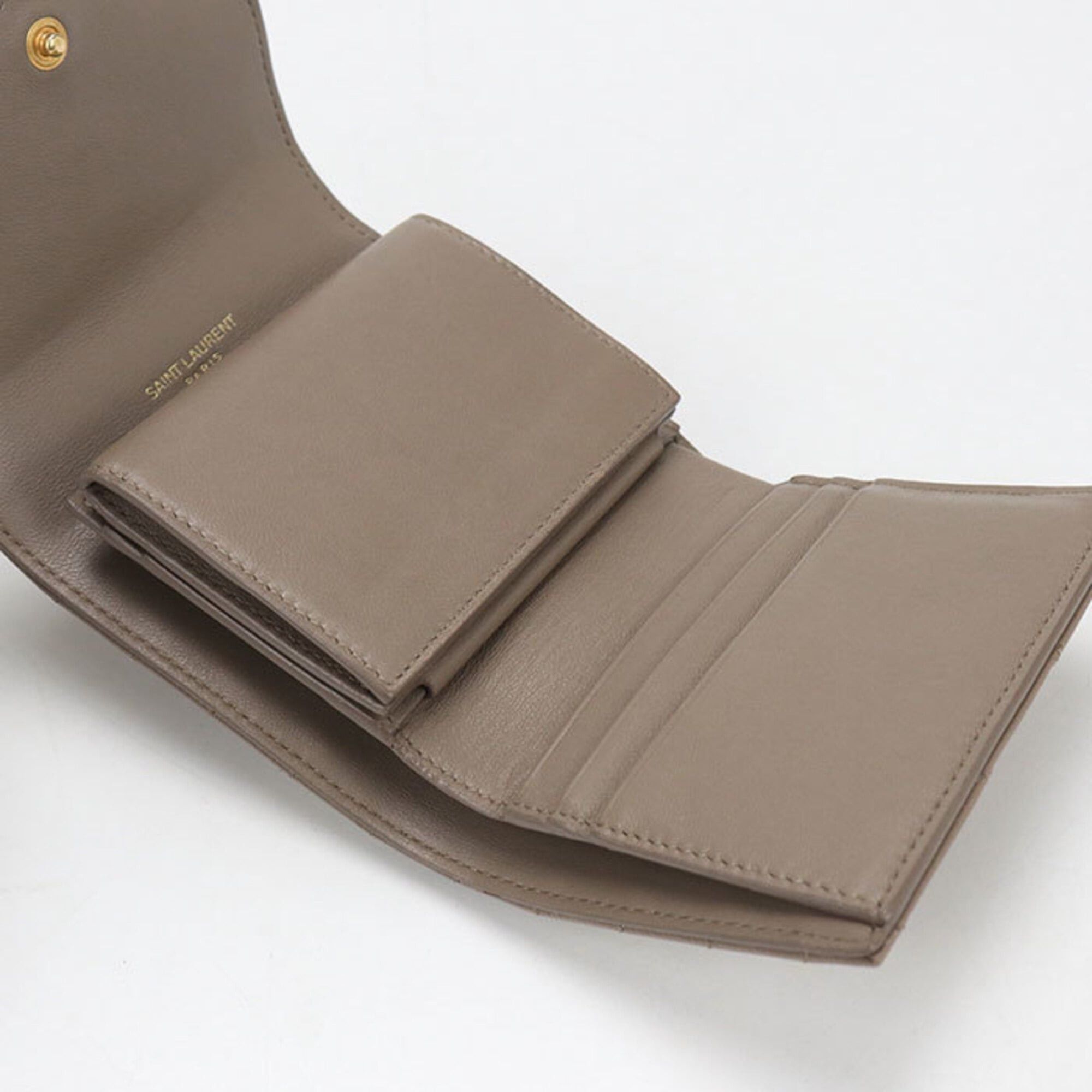 Saint Laurent Paris Saint Laurent Tri-fold Wallet 692031 Multifold Monogram Women's Brown Size ONE SIZE - 3 Thumbnail