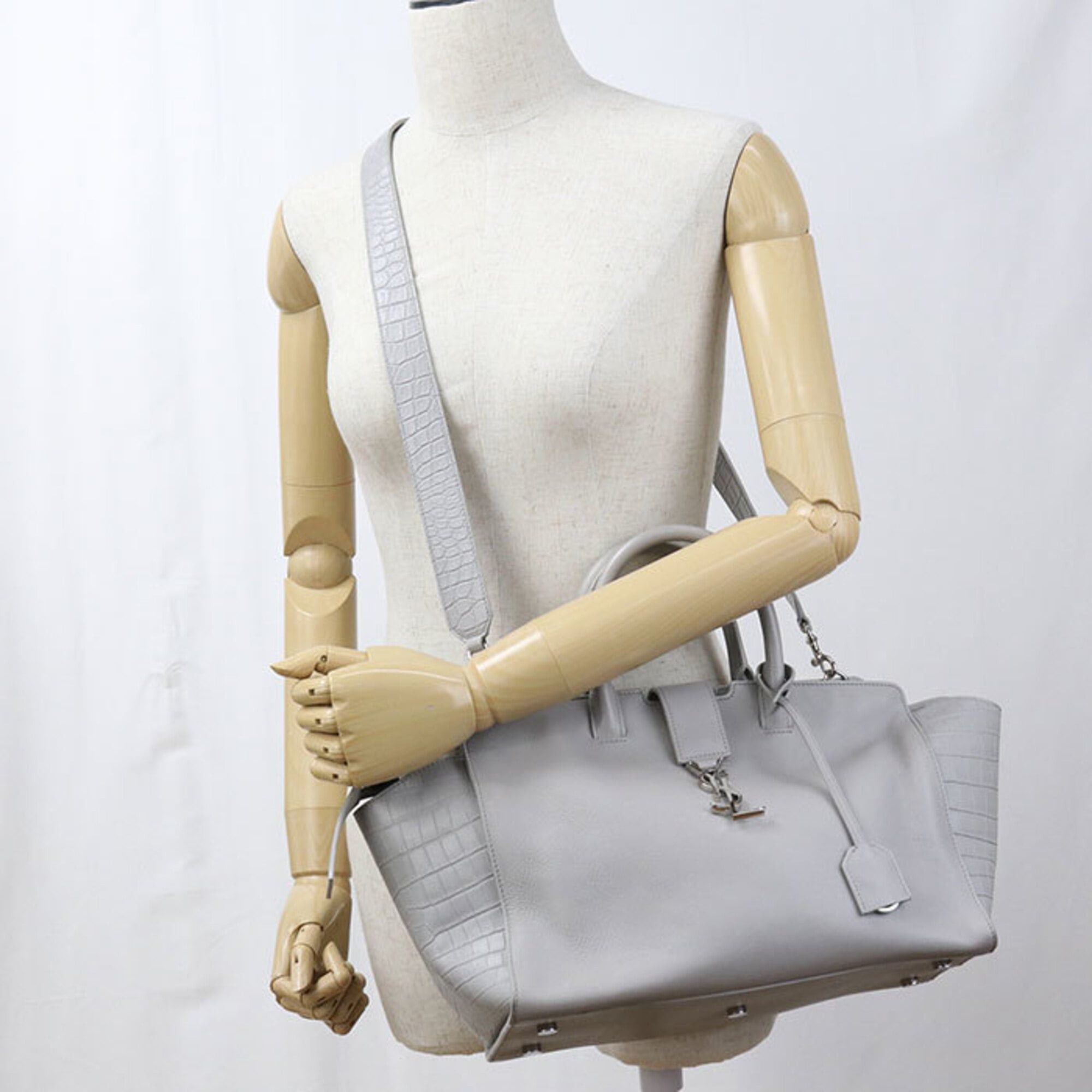 Saint Laurent Paris Saint Laurent handbag 436832 2WAY Downtown Cabas Women's Gray Size ONE SIZE - 12 Thumbnail
