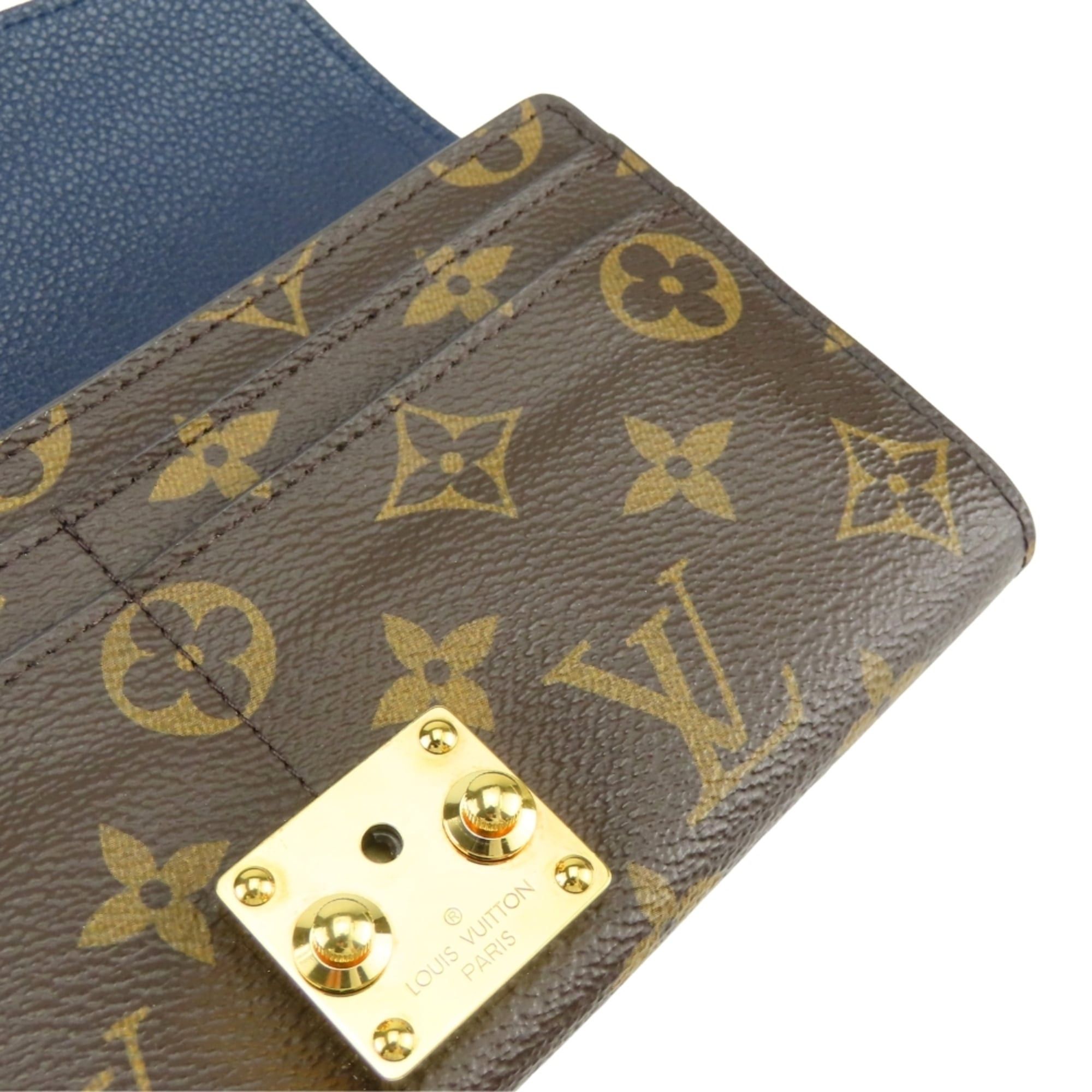 Louis Vuitton Louis Vuitton Portefeuille Pallas M64092 Monogram Leather Long Wallet, Blue Marine Brown, Women's LOUIS VUITTON Size ONE SIZE - 14 Thumbnail