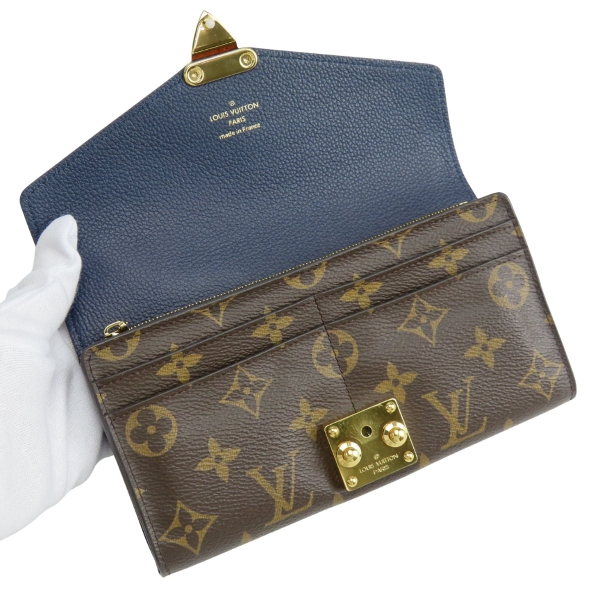 Louis Vuitton Louis Vuitton Portefeuille Pallas M64092 Monogram Leather Long Wallet, Blue Marine Brown, Women's LOUIS VUITTON Size ONE SIZE - 13 Thumbnail