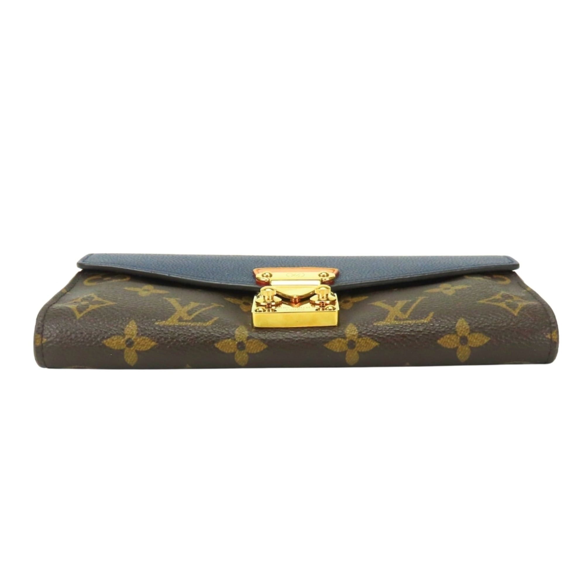 Louis Vuitton Louis Vuitton Portefeuille Pallas M64092 Monogram Leather Long Wallet, Blue Marine Brown, Women's LOUIS VUITTON Size ONE SIZE - 4 Thumbnail