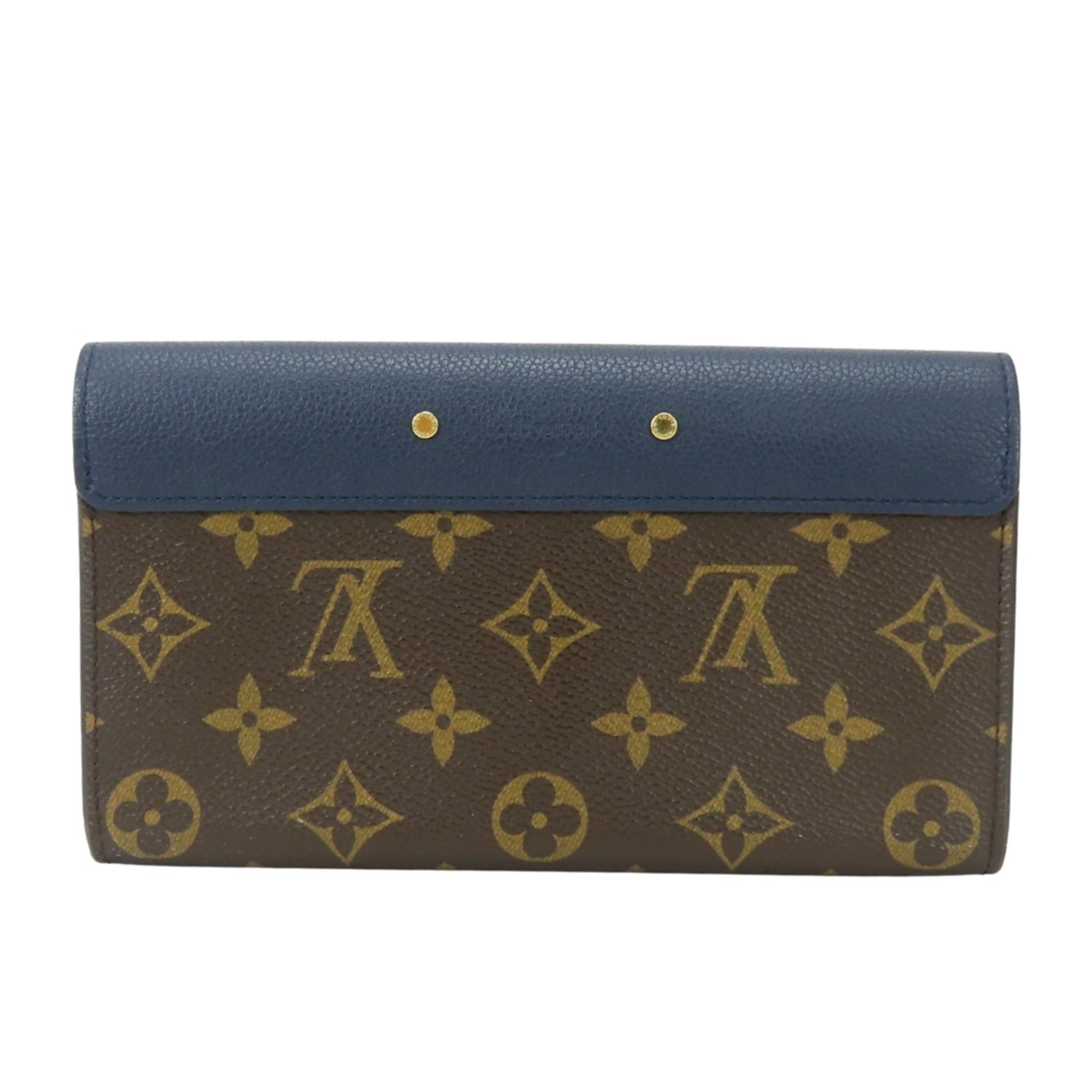 Louis Vuitton Louis Vuitton Portefeuille Pallas M64092 Monogram Leather Long Wallet, Blue Marine Brown, Women's LOUIS VUITTON Size ONE SIZE - 3 Thumbnail