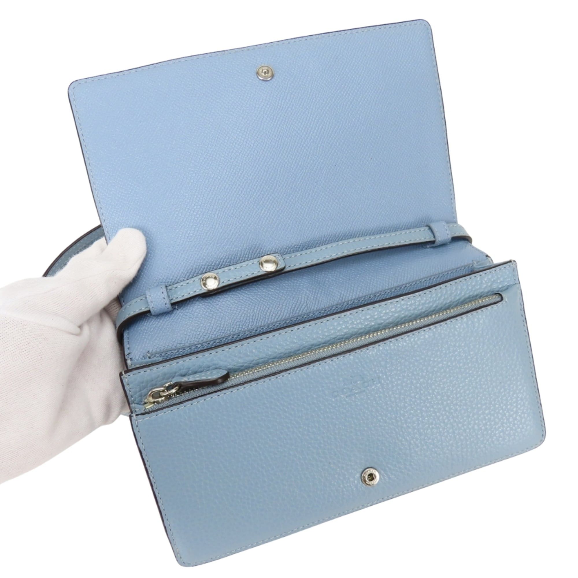 Coach Coach Long Wallet Shoulder F30256 Leather Blue Bag Clutch for Women COACH Size ONE SIZE - 11 Thumbnail