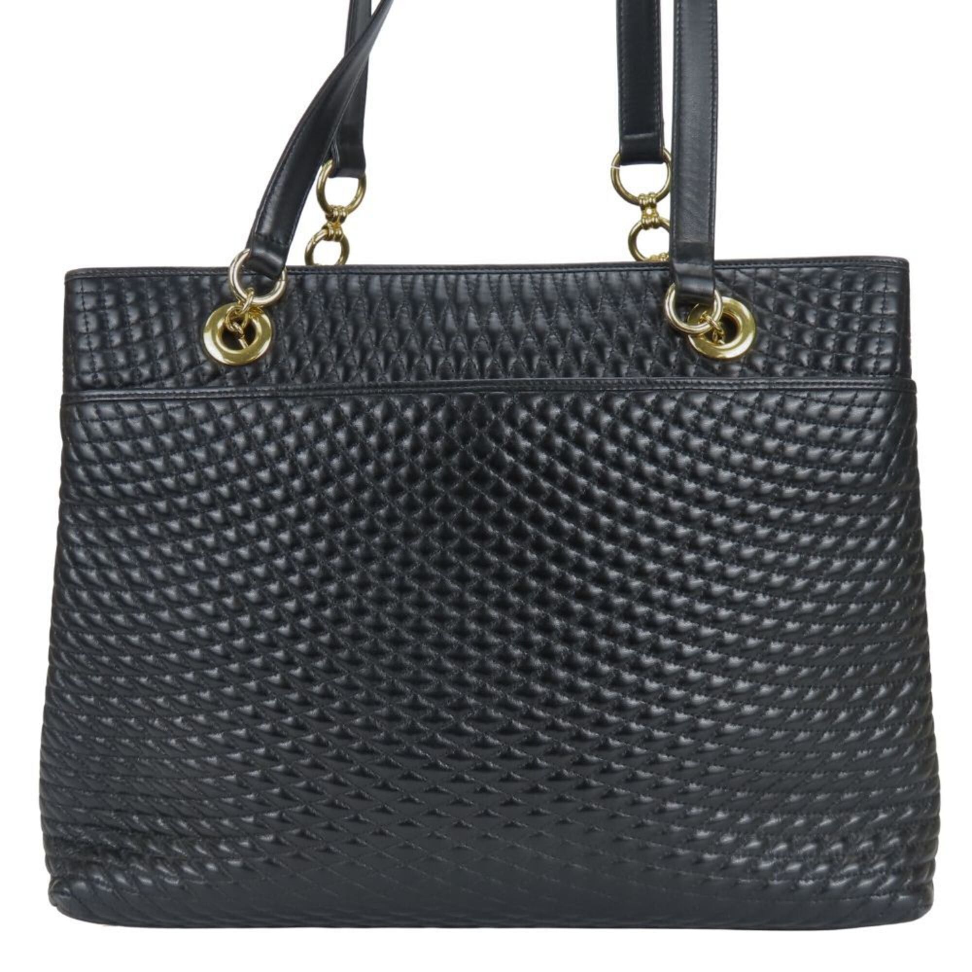 Bally Bally tote bag, quilted leather, black, gold hardware, chain, fringe, women's. Size ONE SIZE - 4 Thumbnail
