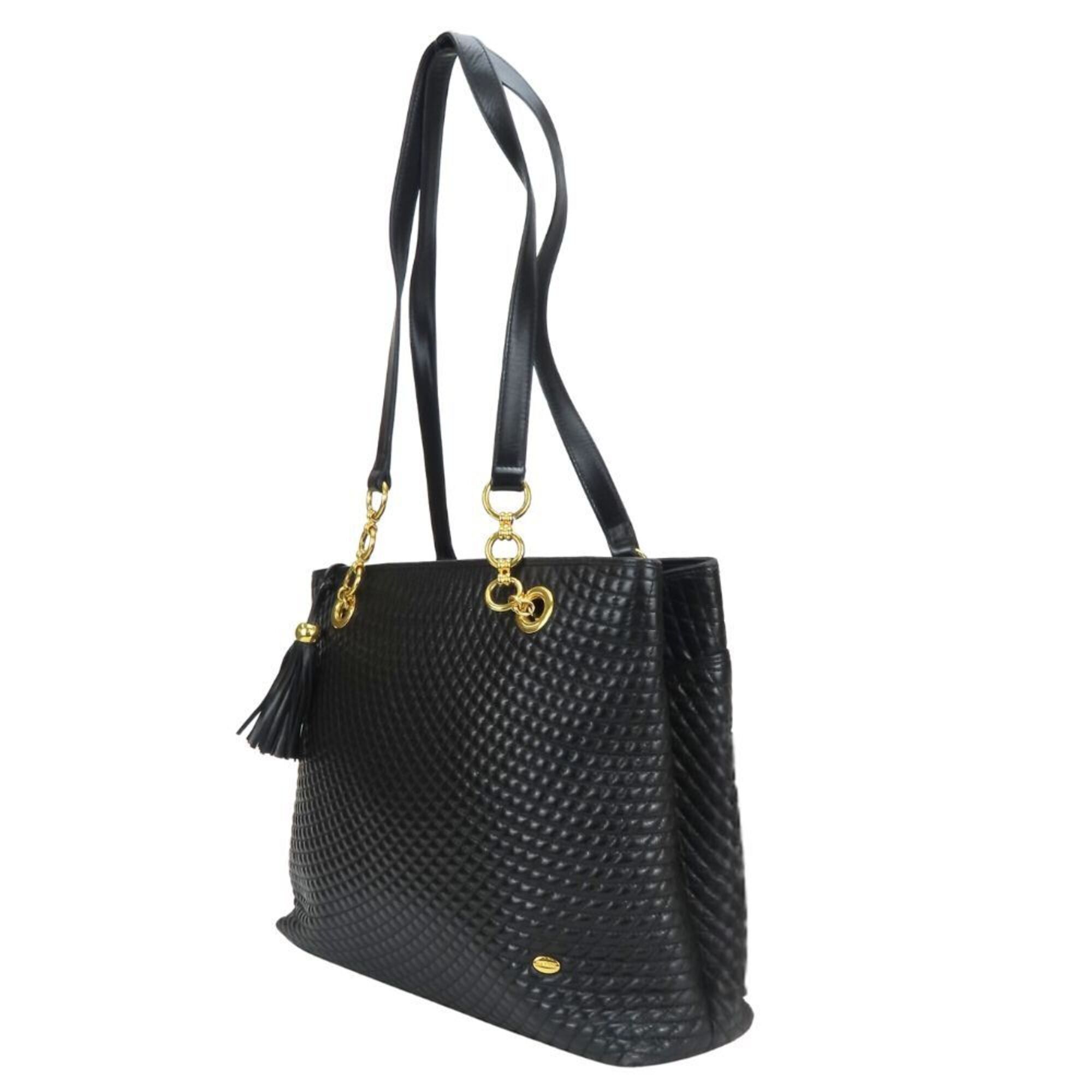 Bally Bally tote bag, quilted leather, black, gold hardware, chain, fringe, women's. Size ONE SIZE - 3 Thumbnail