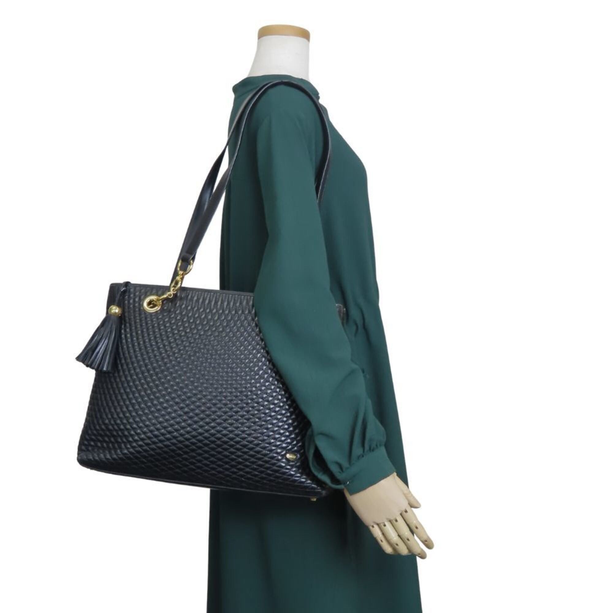 Bally Bally tote bag, quilted leather, black, gold hardware, chain, fringe, women's. Size ONE SIZE - 25 Thumbnail