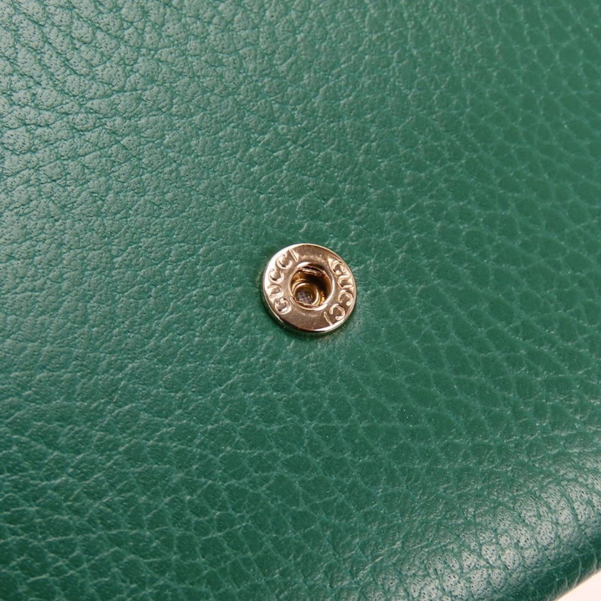 Gucci Gucci Bi-fold Wallet Interlocking 615525 Leather Green Women's GUCCI Size ONE SIZE - 10 Thumbnail
