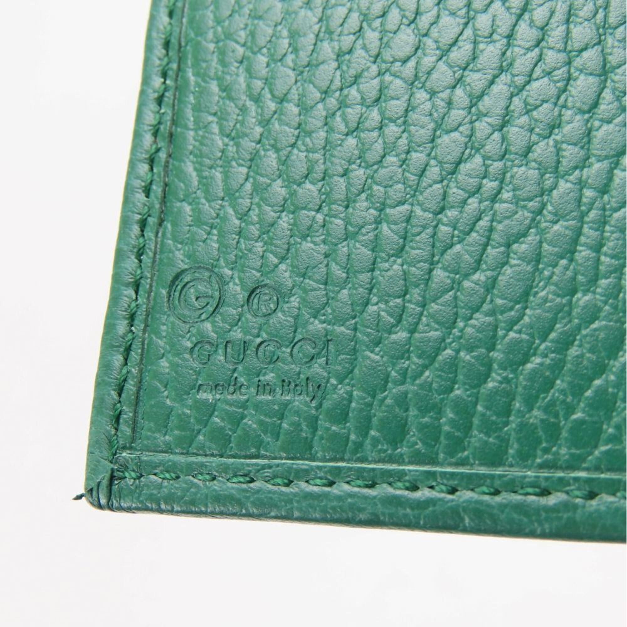 Gucci Gucci Bi-fold Wallet Interlocking 615525 Leather Green Women's GUCCI Size ONE SIZE - 15 Thumbnail