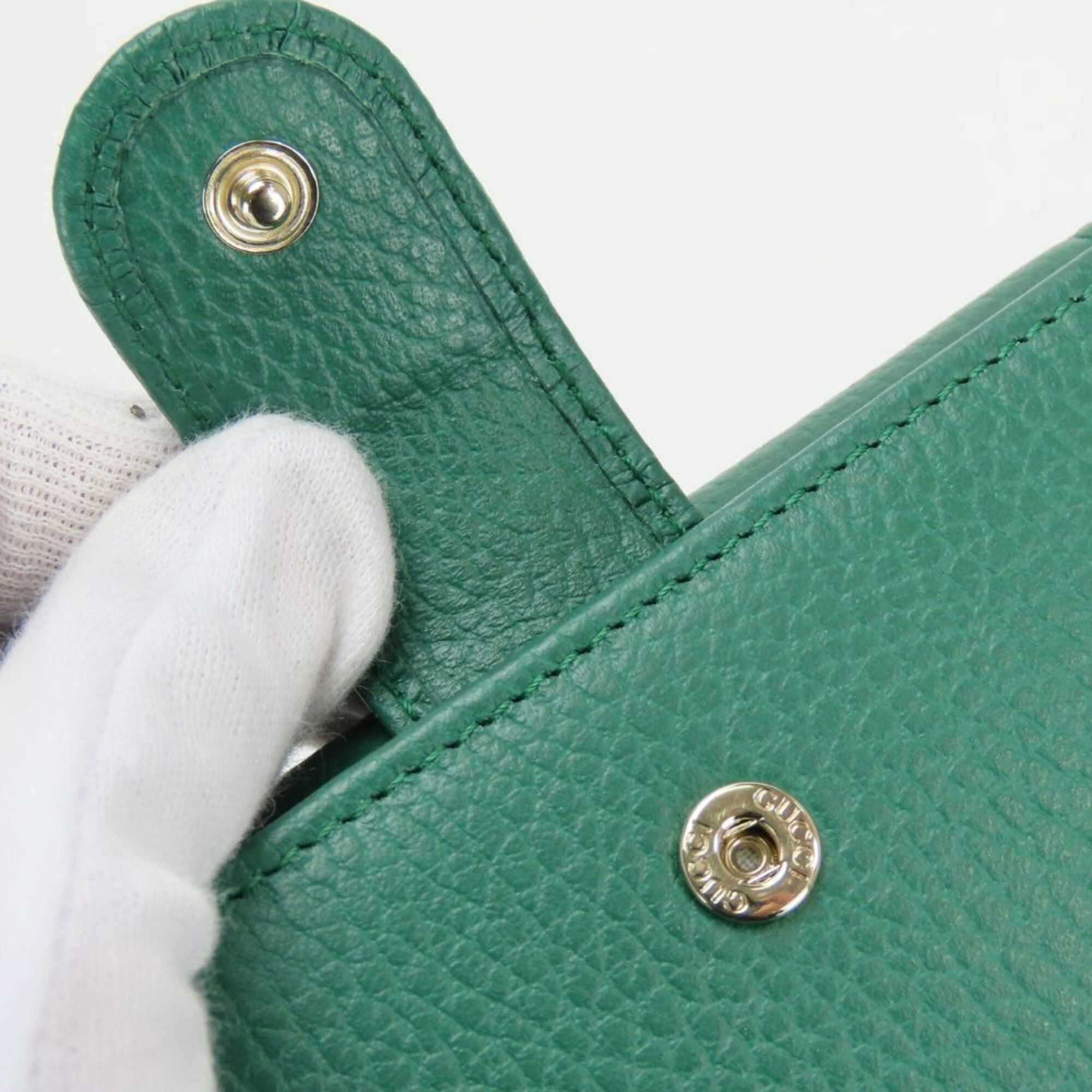 Gucci Gucci Bi-fold Wallet Interlocking 615525 Leather Green Women's GUCCI Size ONE SIZE - 13 Thumbnail