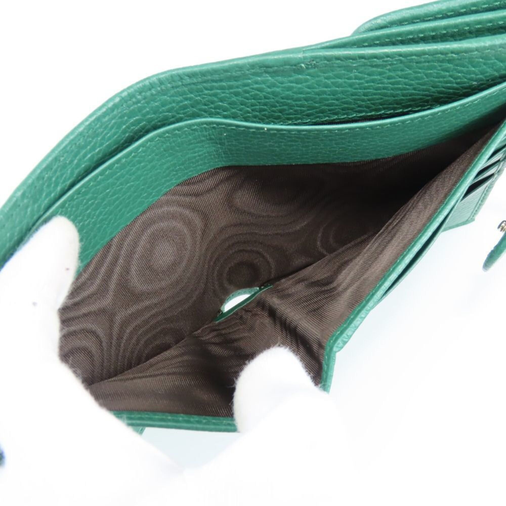 Gucci Gucci Bi-fold Wallet Interlocking 615525 Leather Green Women's GUCCI Size ONE SIZE - 18 Thumbnail