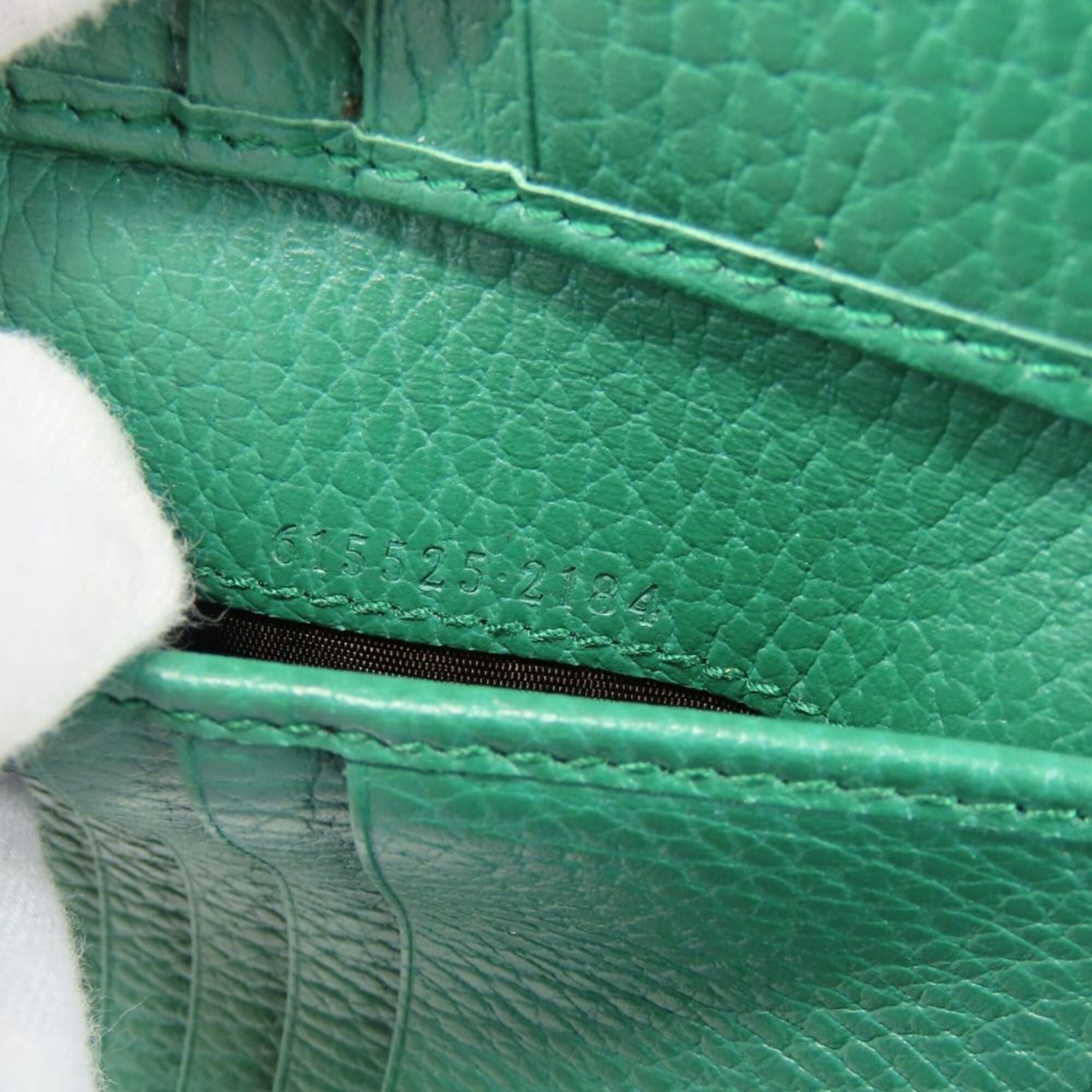 Gucci Gucci Bi-fold Wallet Interlocking 615525 Leather Green Women's GUCCI Size ONE SIZE - 16 Thumbnail
